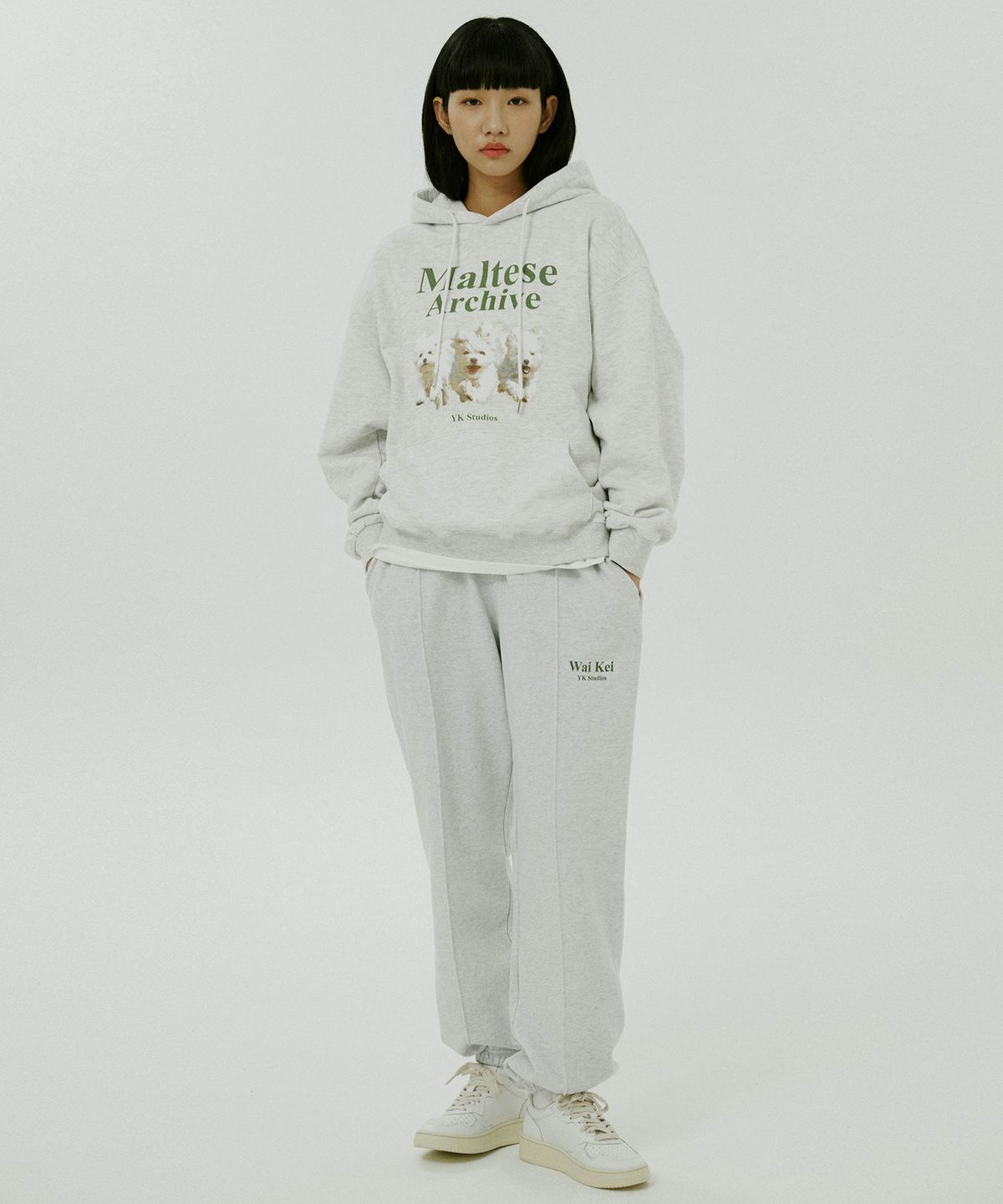 와이케이(WAIKEI) 아카이브 스웨트팬츠 멜란지화이트