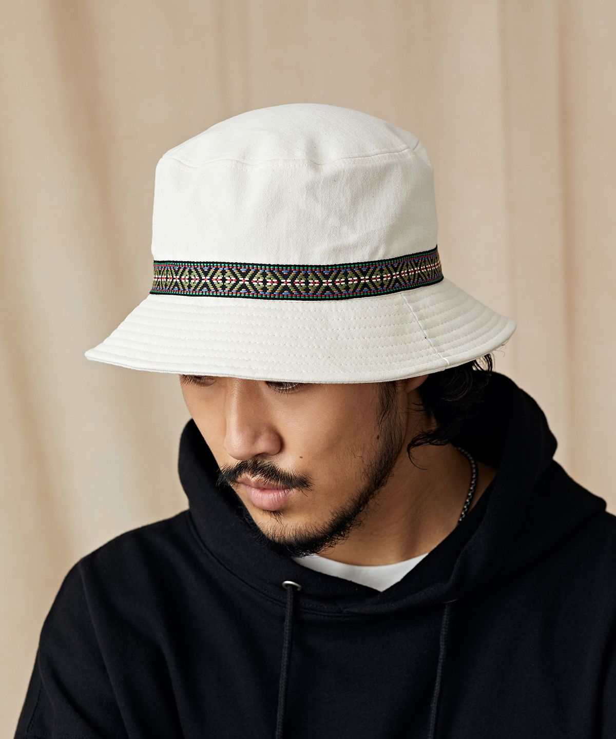 시티스트리트(CITY STREET) CTST ETHNIC BUCKET HAT IVORY(KHAKI)