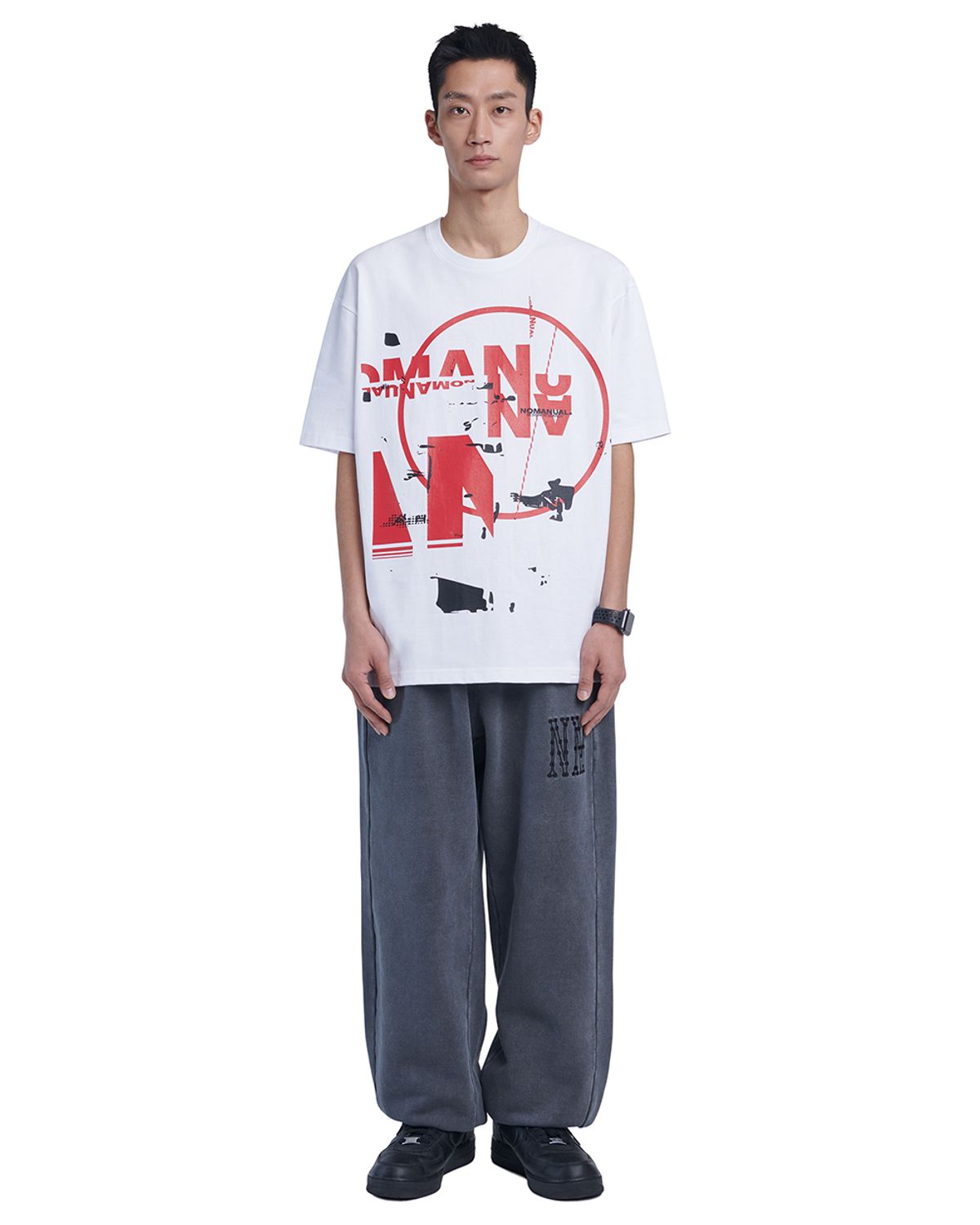 노매뉴얼(NOMANUAL) S.S PRINT T-SHIRT - WHITE