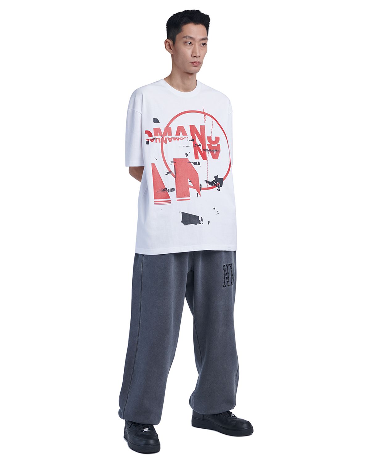 노매뉴얼(NOMANUAL) S.S PRINT T-SHIRT - WHITE