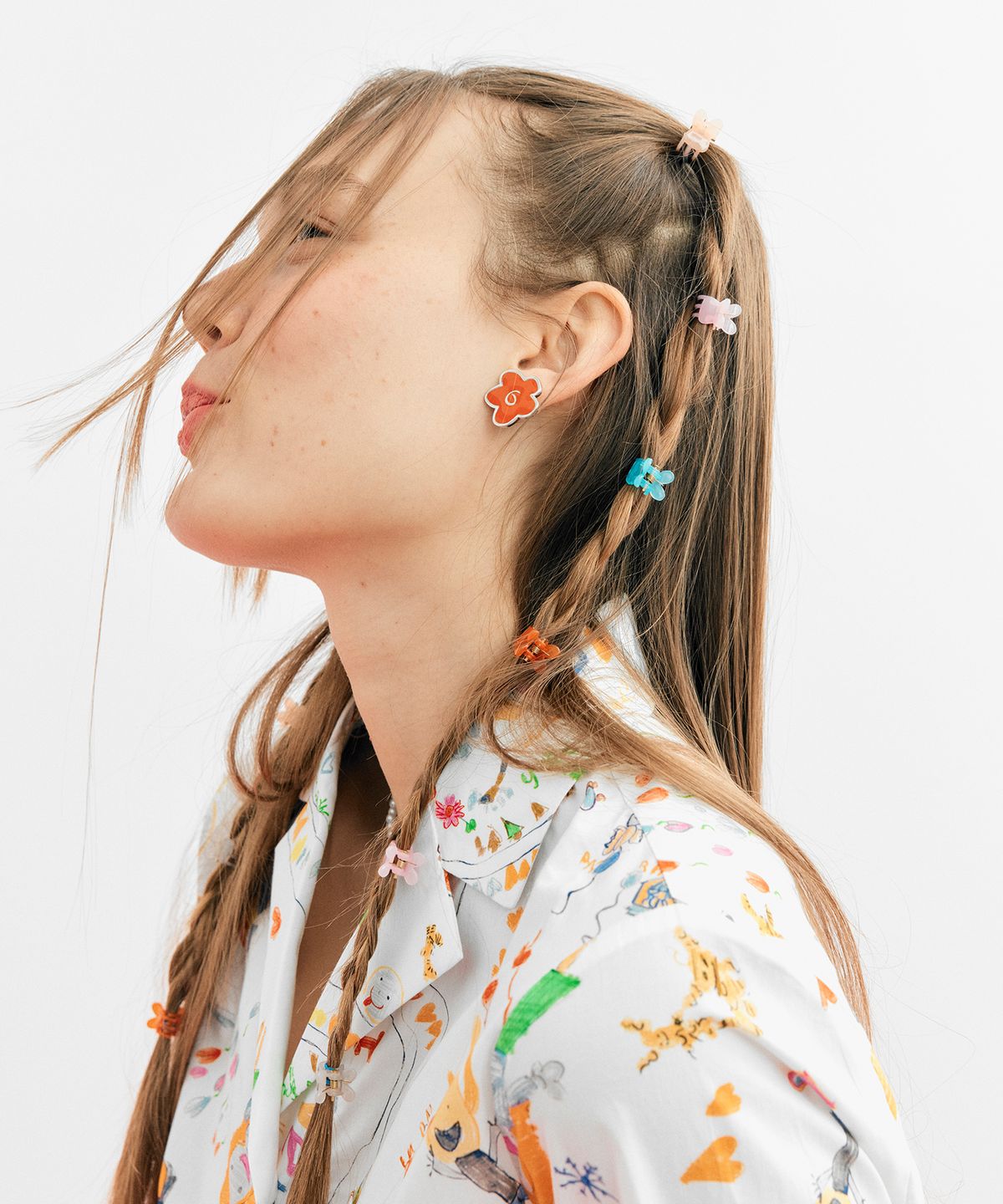 준준스페이스(JUNEJUNE SPACE) June Flower Earring_Orange(플라워 귀걸이_오렌지)