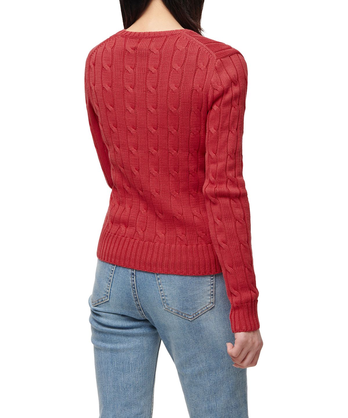 폴로 랄프 로렌(POLO RALPH LAUREN) W 케이블니트 V넥 스웨터 - 레드