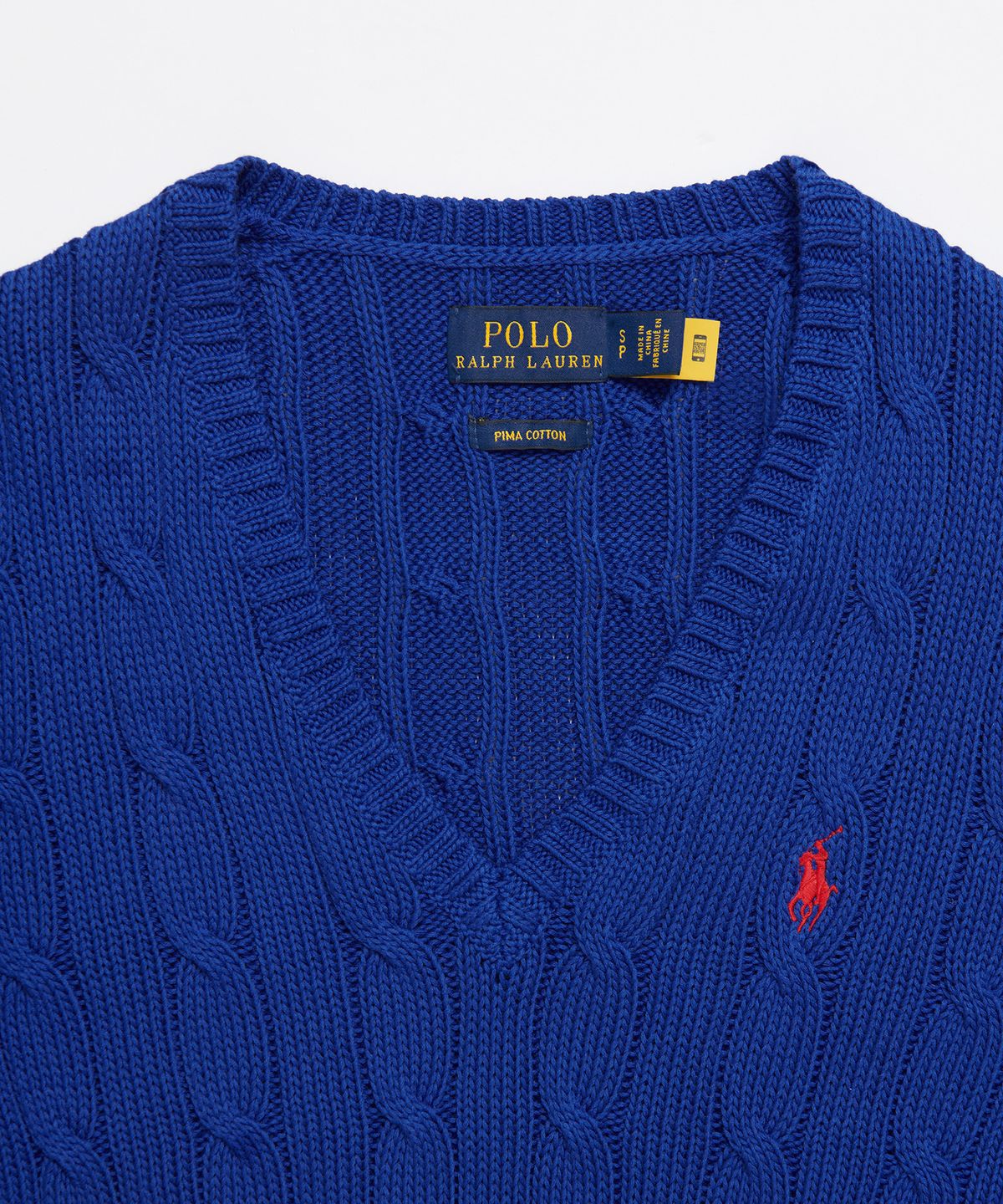 폴로 랄프 로렌(POLO RALPH LAUREN) W 케이블니트 V넥 스웨터 - 블루