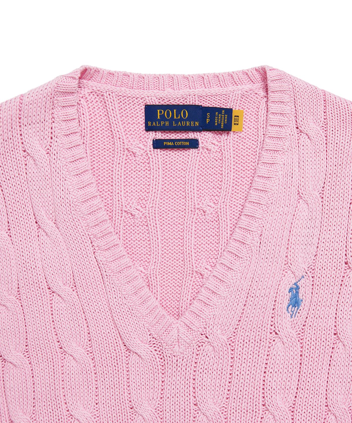 폴로 랄프 로렌(POLO RALPH LAUREN) W 케이블니트 V넥 스웨터 - 핑크