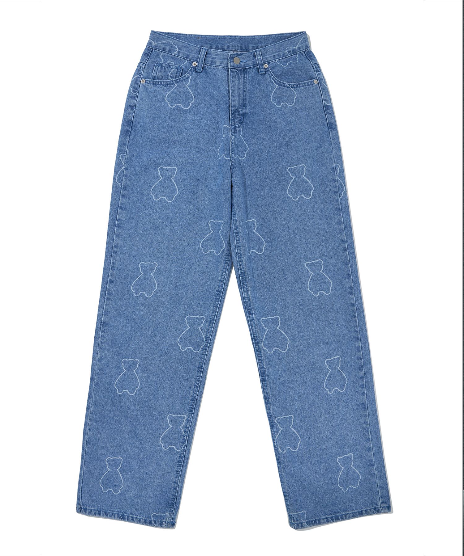 AQO STUDIO SPACE ★Bear Wide Cool Pants MUSINSA | AQO STUDIO SPACE AQO BEAR PATTERN DENIM PANTS BLUE