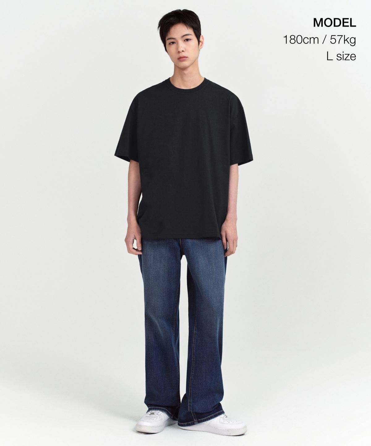 무신사 스탠다드(MUSINSA STANDARD) [쿨탠다드] 오버사이즈 크루 넥 티셔츠 [블랙]