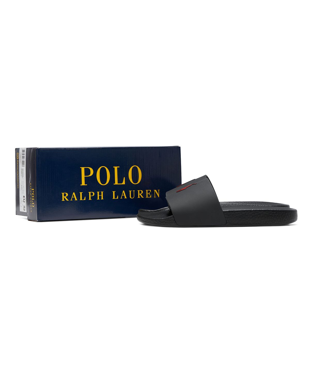 폴로 랄프 로렌(POLO RALPH LAUREN) 시그니처 포니 슬라이드 - 블랙