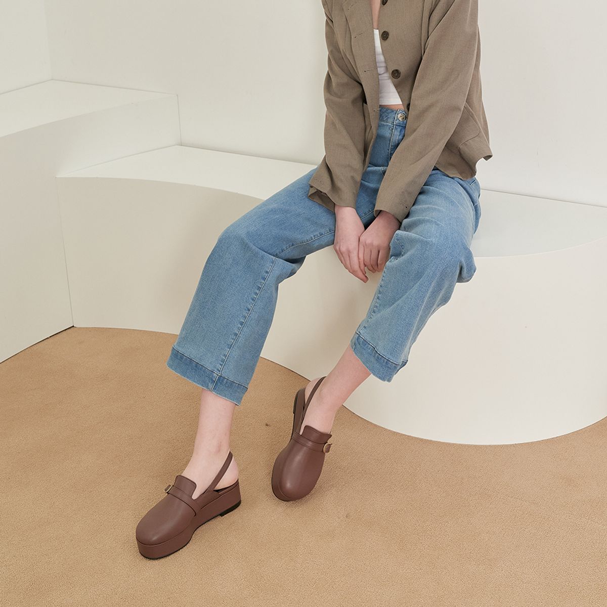 케리제이드(KERRIJADE) Turtle Slingback B_Brown