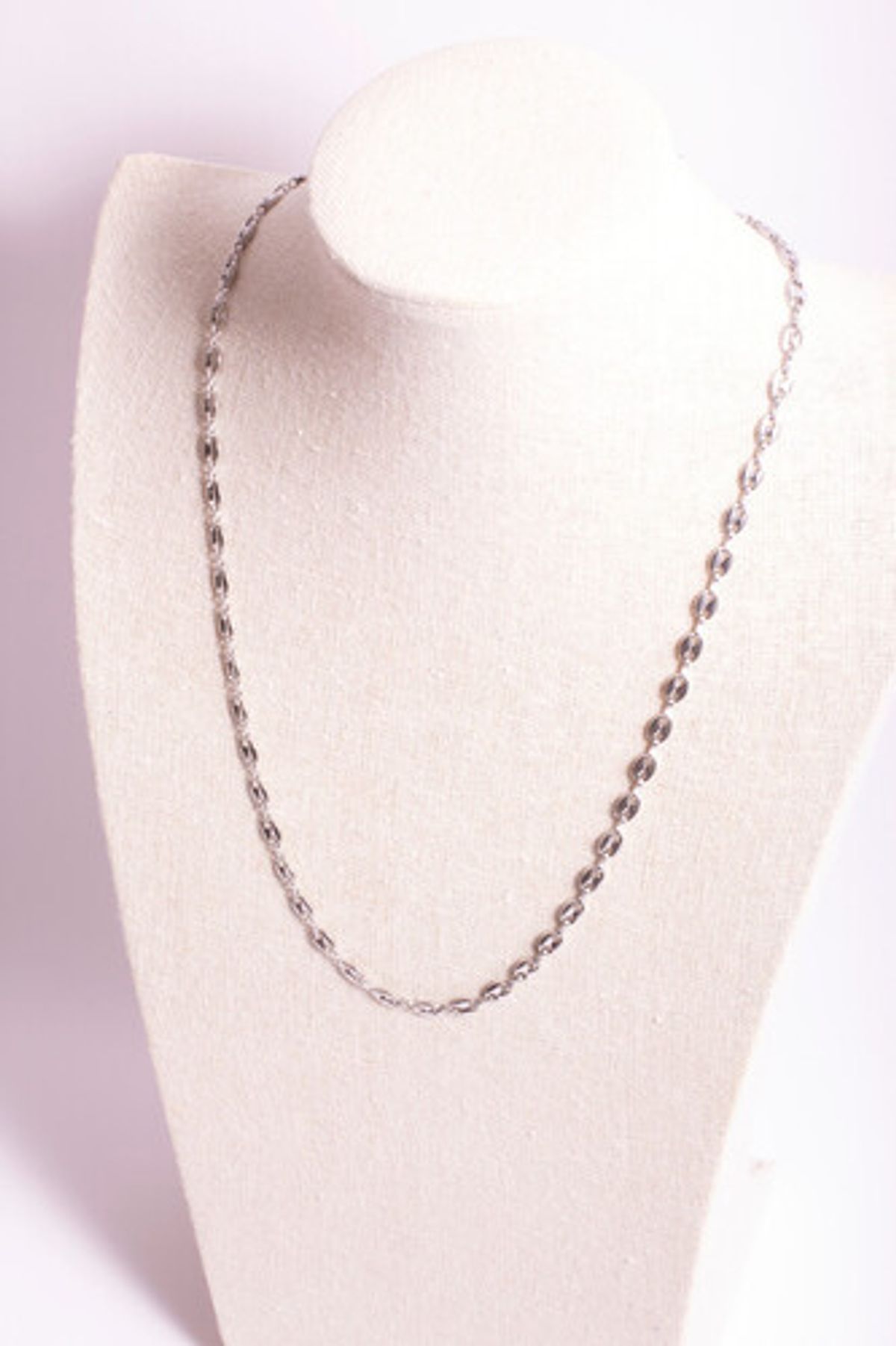 모드곤(MODGONE) 실버톤 빈체인 심플 롱 목걸이 Silver-tone Bean Chains Simple Long necklace