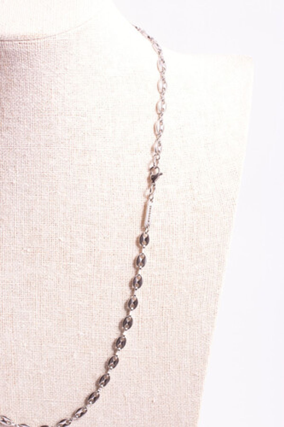 모드곤(MODGONE) 실버톤 빈체인 심플 롱 목걸이 Silver-tone Bean Chains Simple Long necklace