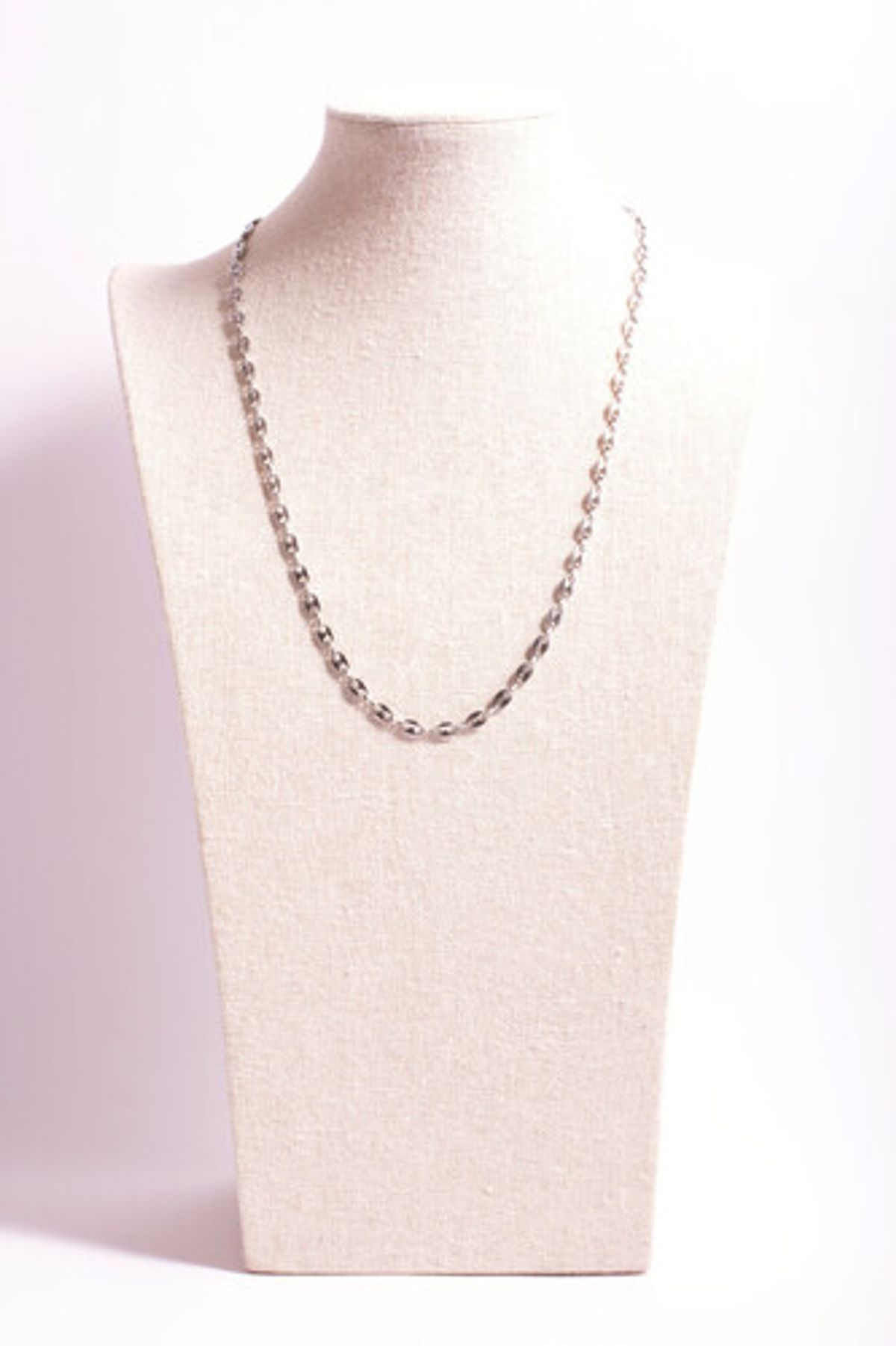 모드곤(MODGONE) 실버톤 빈체인 심플 롱 목걸이 Silver-tone Bean Chains Simple Long necklace