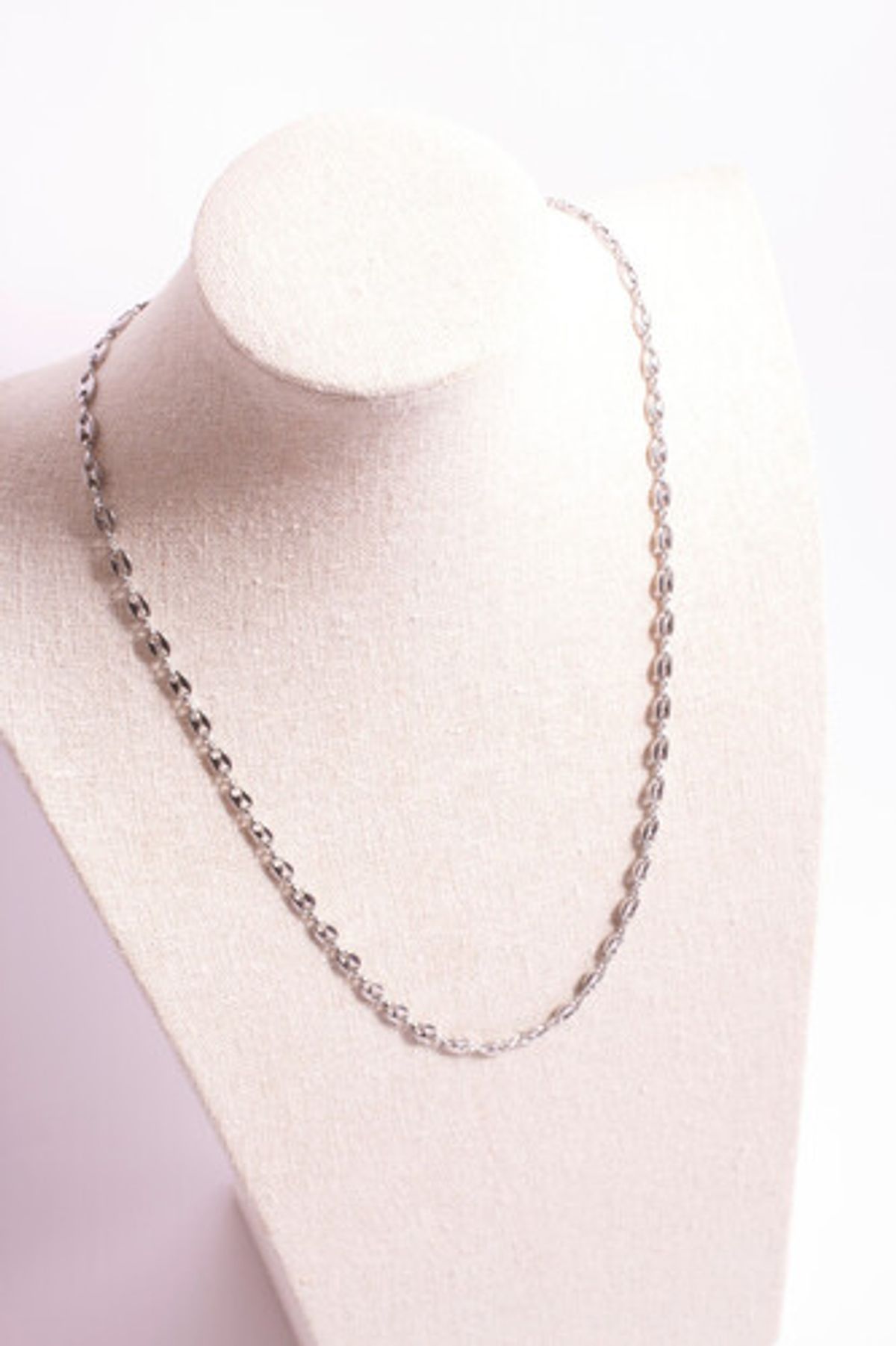 모드곤(MODGONE) 실버톤 빈체인 심플 롱 목걸이 Silver-tone Bean Chains Simple Long necklace