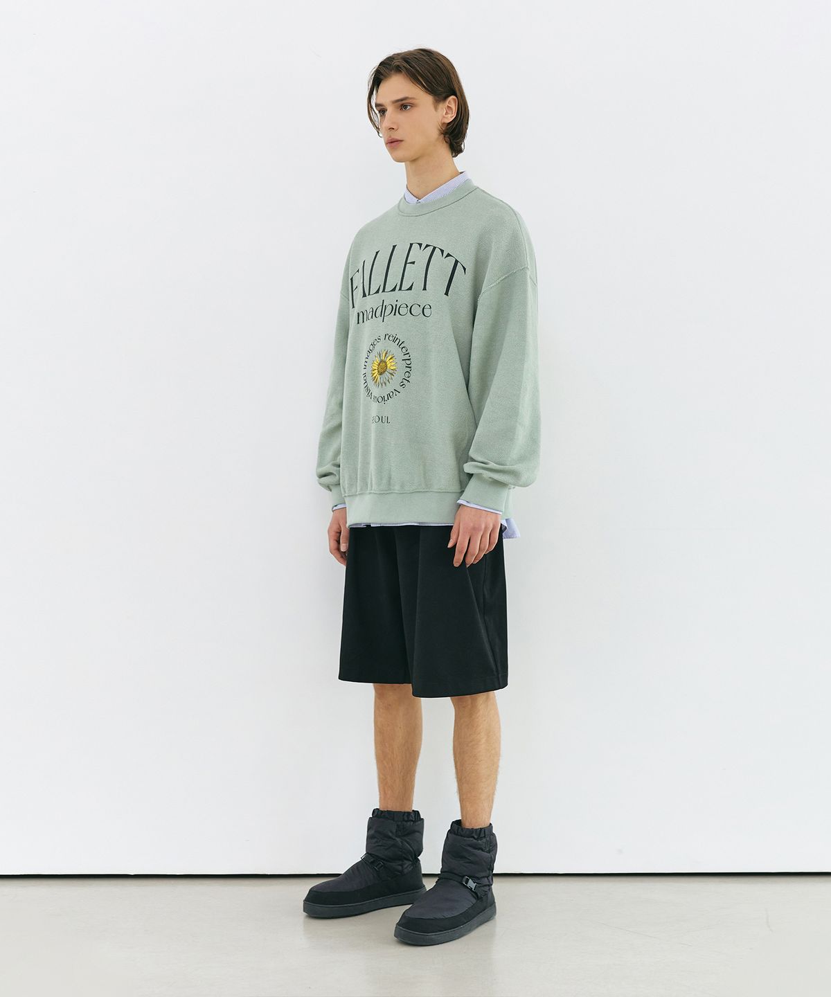 팔렛(FALLETT) 와이드 버뮤다 팬츠 블랙