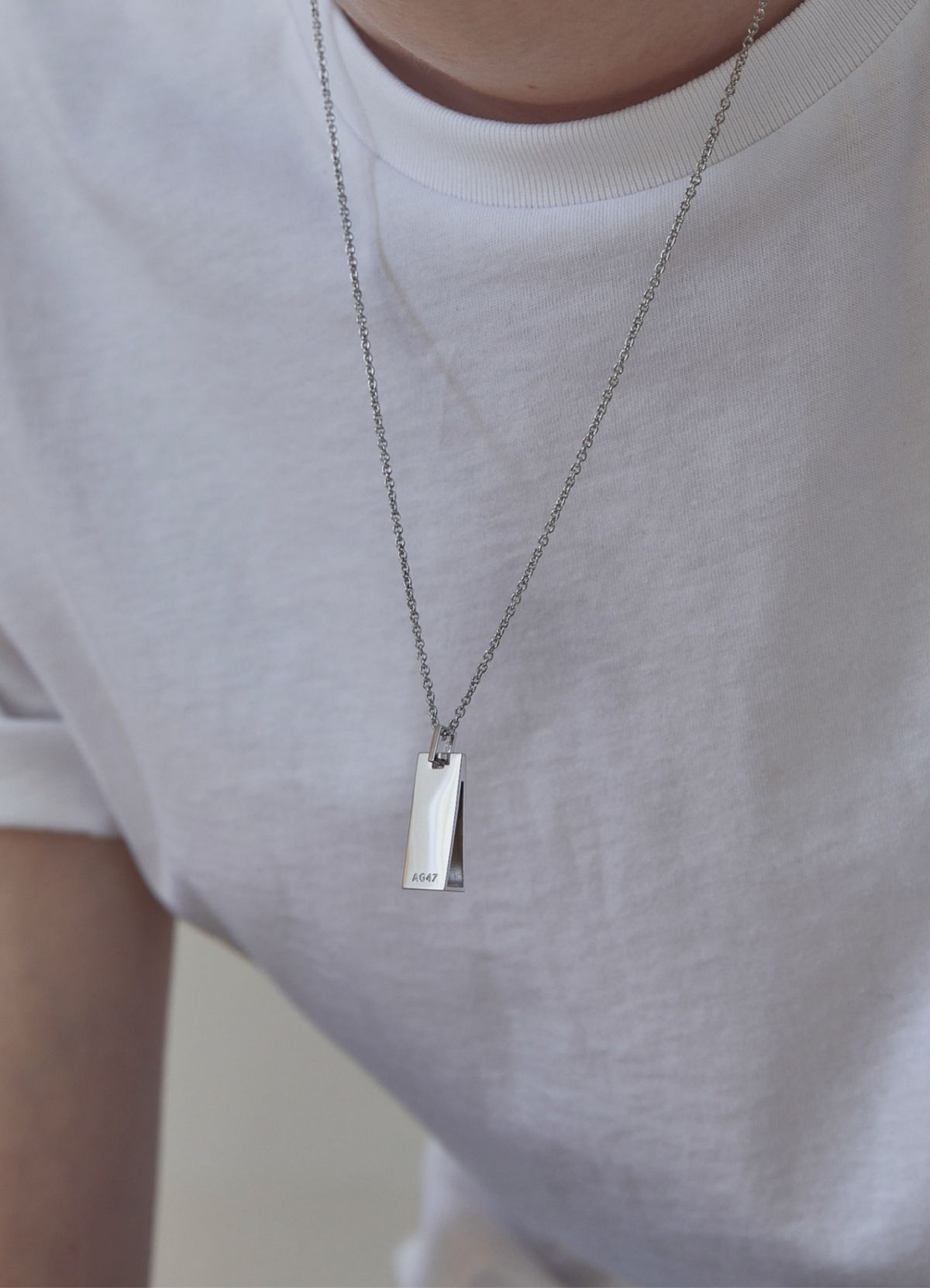 에이지47(AG47) [silver 925 ] surface necklace square