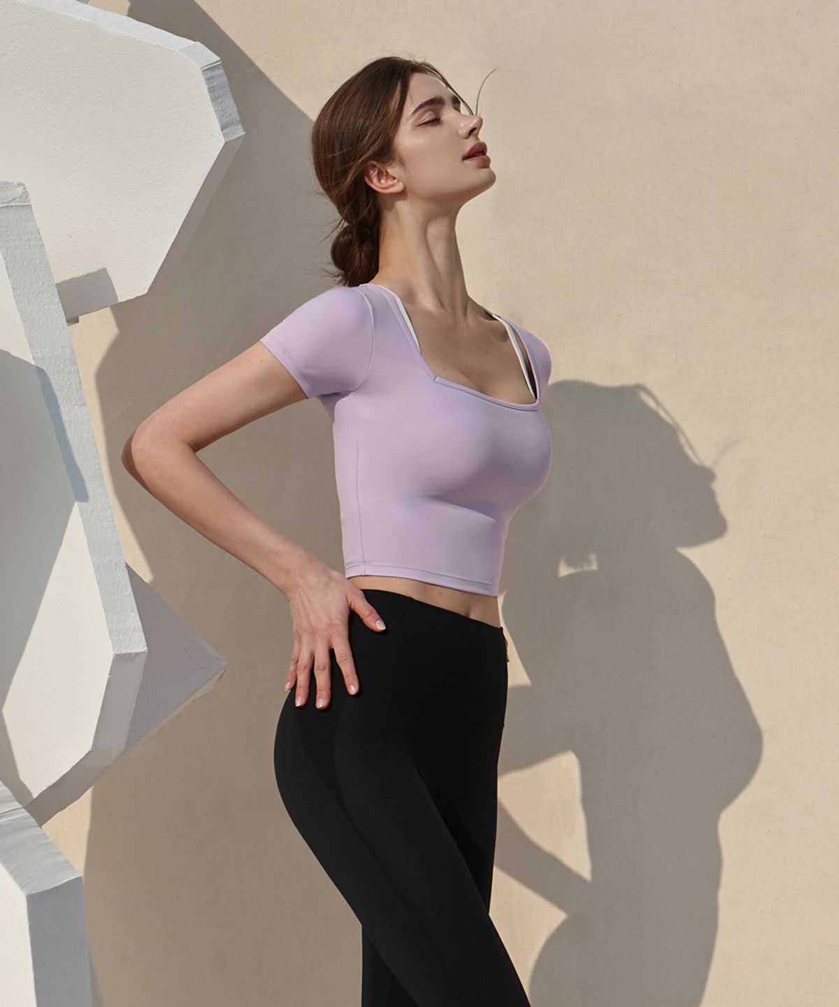 데비웨어(DEVIWEAR) 빌리 스퀘어넥 숏슬리브 DEVI-T0074-라벤더