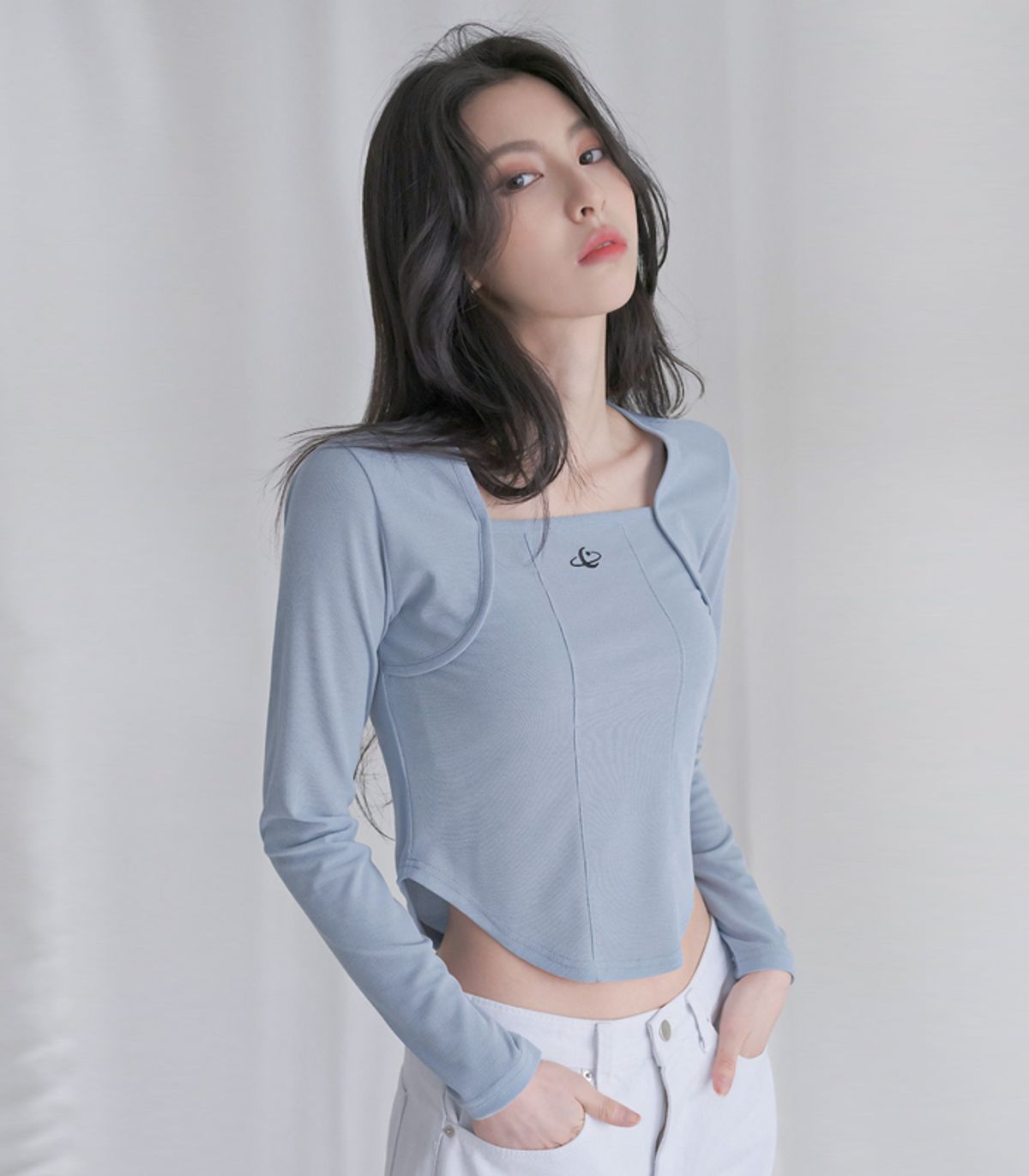 어반드레스(AVANDRESS) Square neck Line crop long sleeve  - 6COL