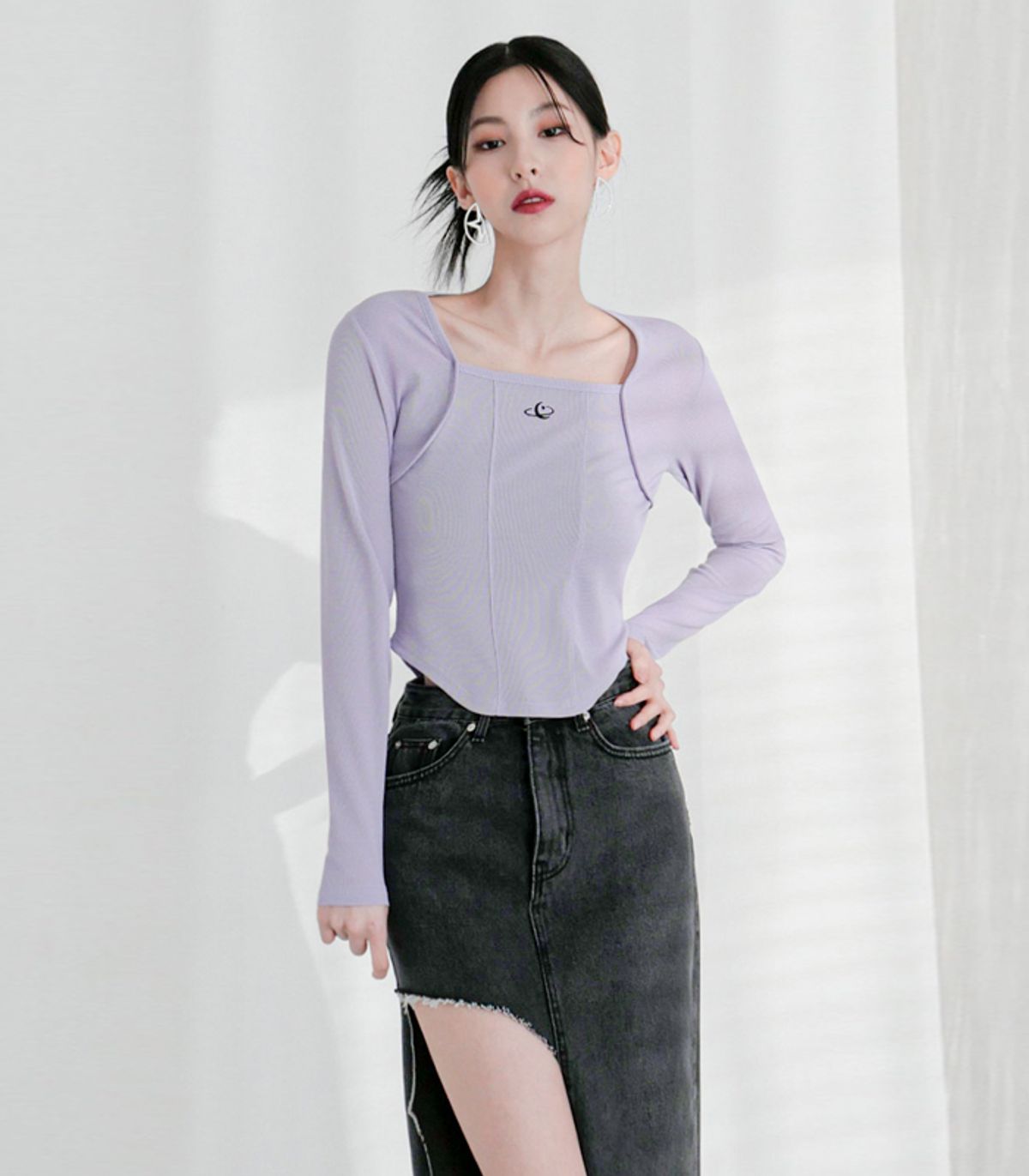 어반드레스(AVANDRESS) Square neck Line crop long sleeve  - 6COL