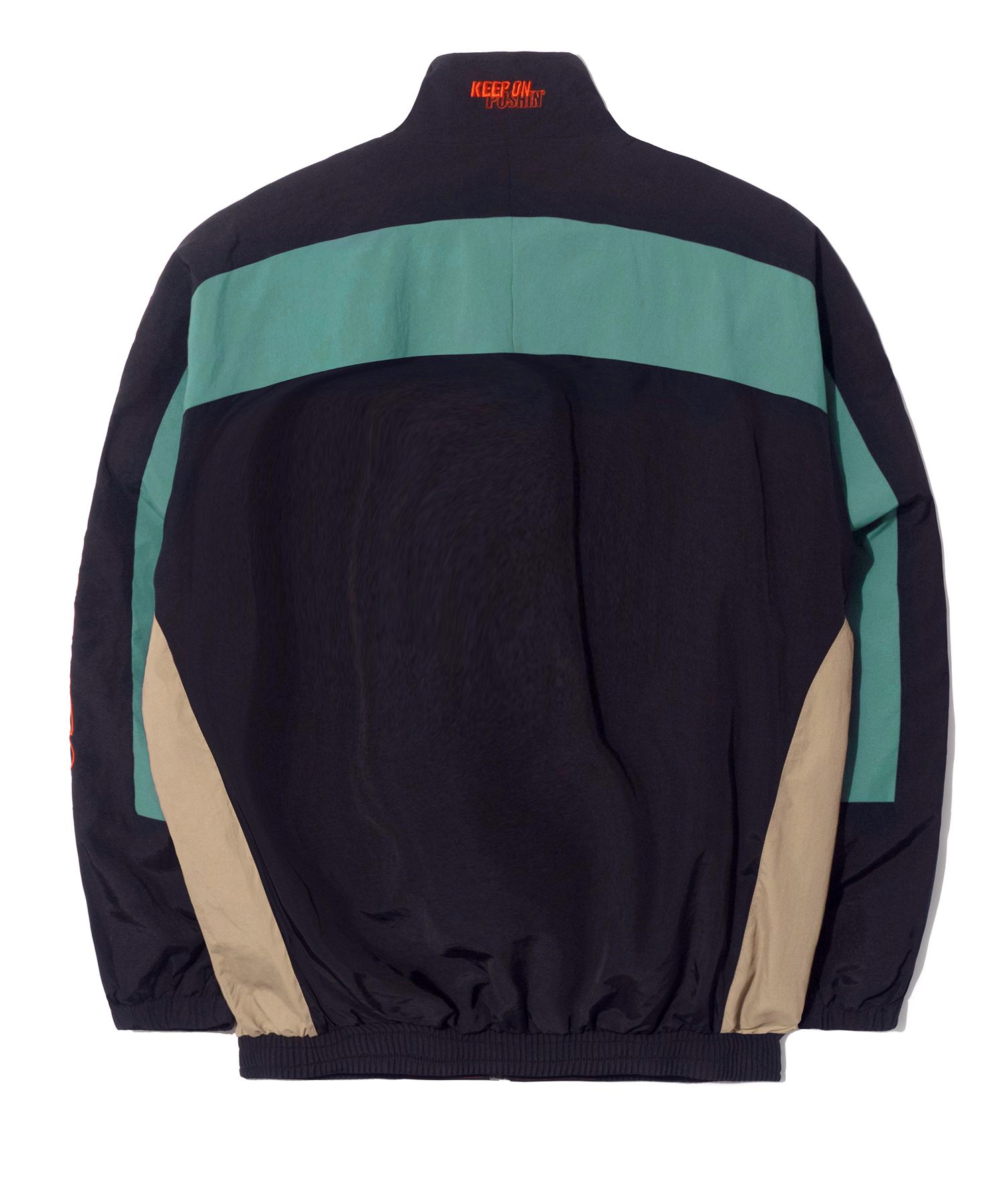 MUSINSA | QT8 GARMENTS MH Retro Track Jacket (Black/Bluegreen/Orange)