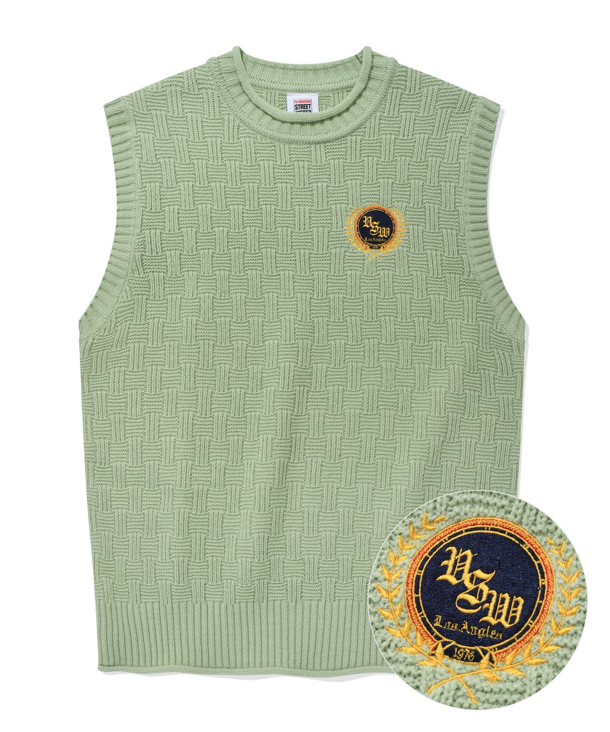 비전스트릿웨어(VISION STREETWEAR) VSW Emblem Knit Vest Apple Green