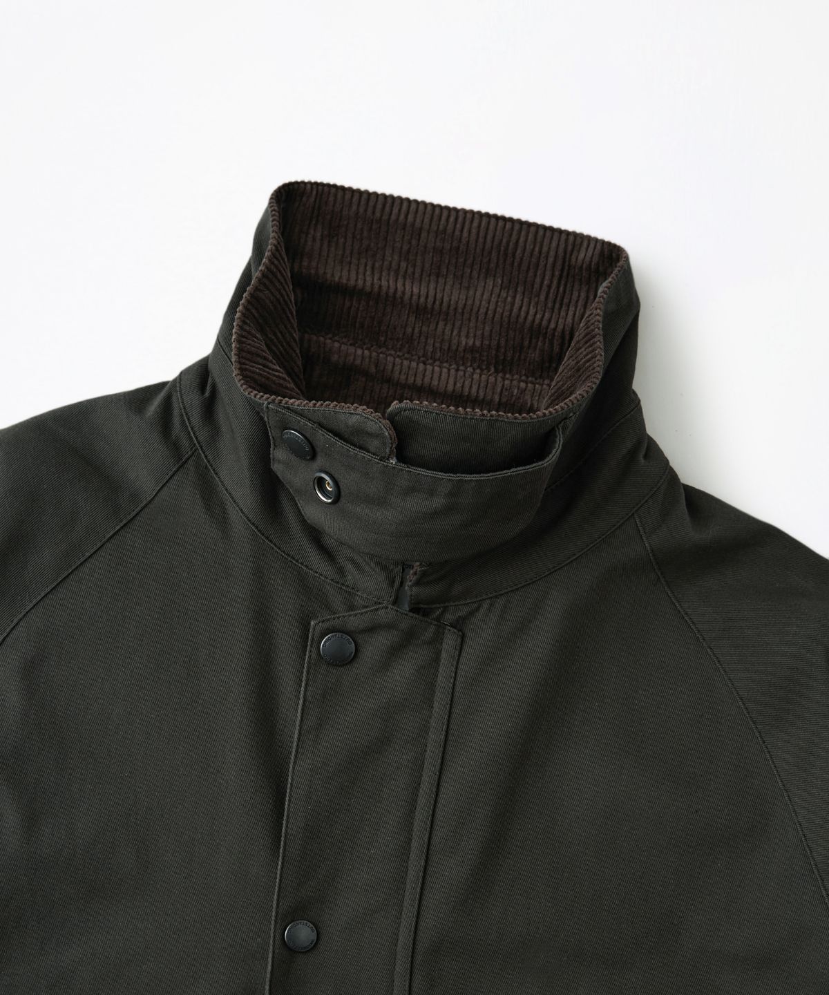 아웃스탠딩(OUTSTANDING) CORDUROY COLLAR SHORT JACKET_OLIVE GREEN