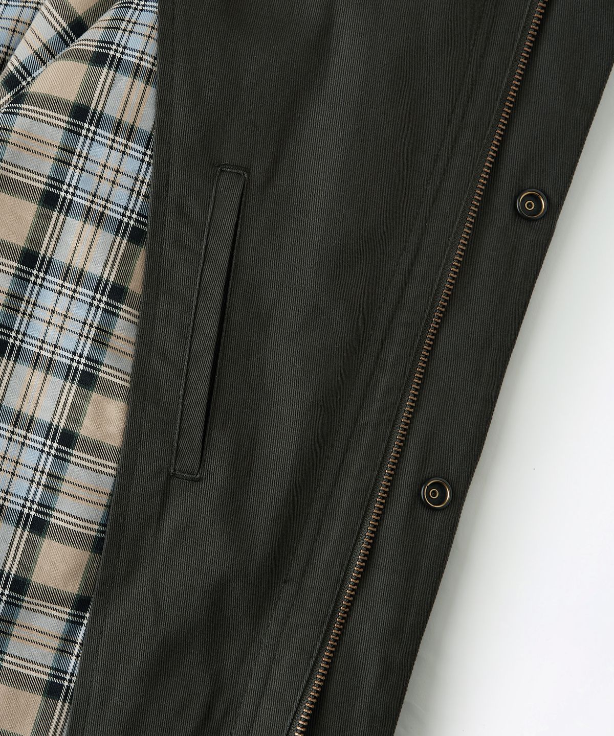 아웃스탠딩(OUTSTANDING) CORDUROY COLLAR SHORT JACKET_OLIVE GREEN
