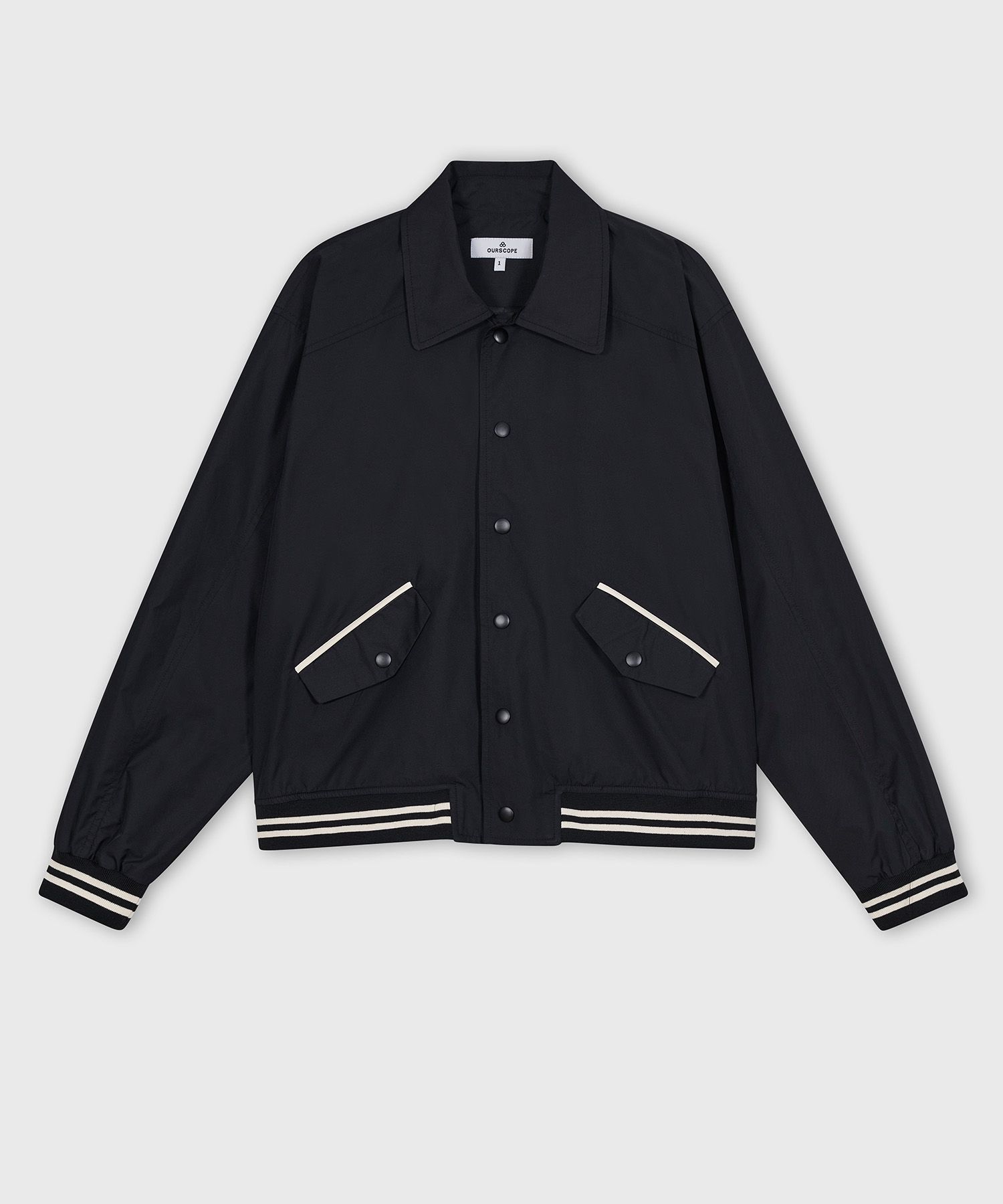 MUSINSA | OURSCOPE Varsity Jacket (Black)