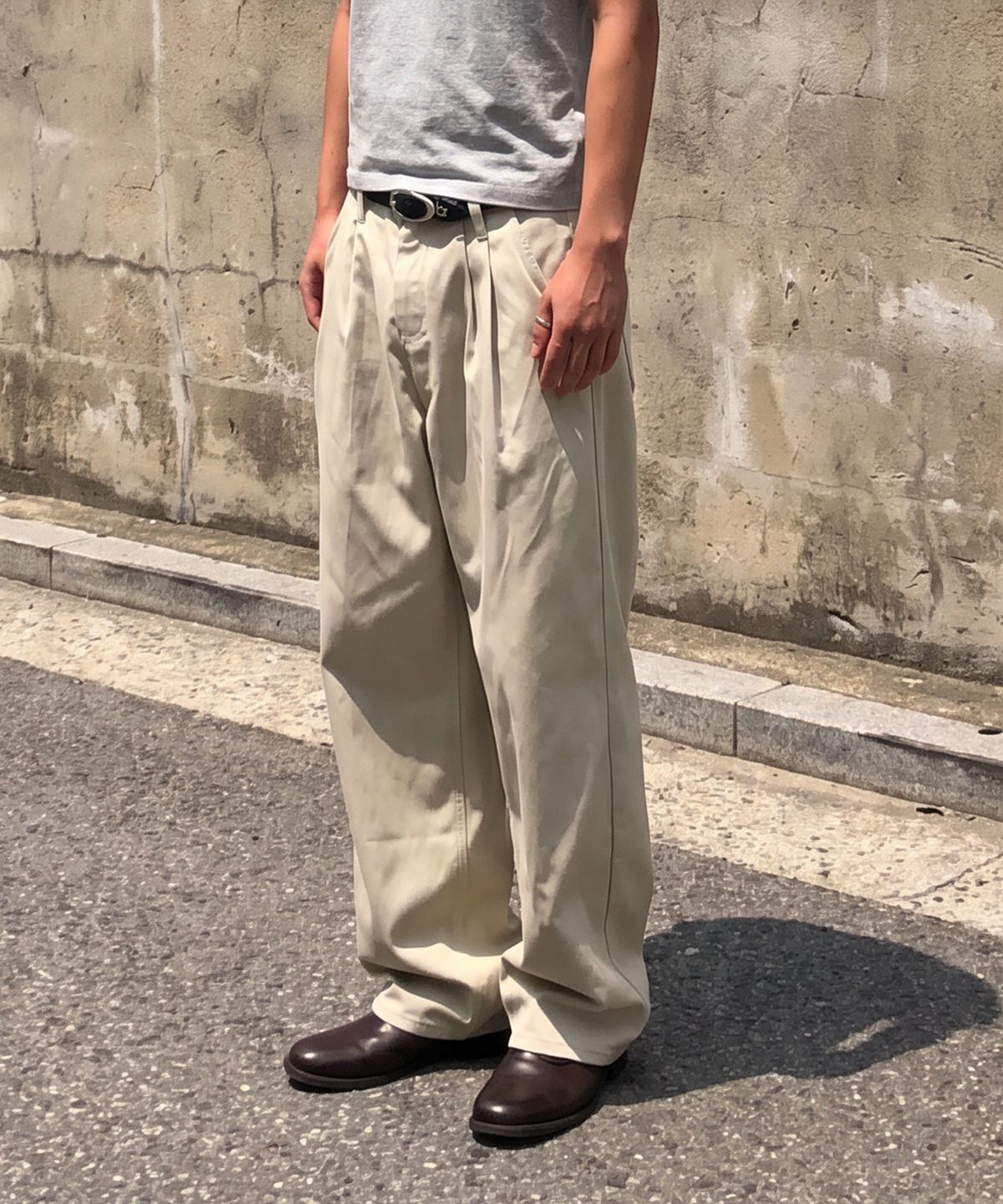 데케트(DECET) Dawn 2Pleats Wide Pants DCPT007LightBeige