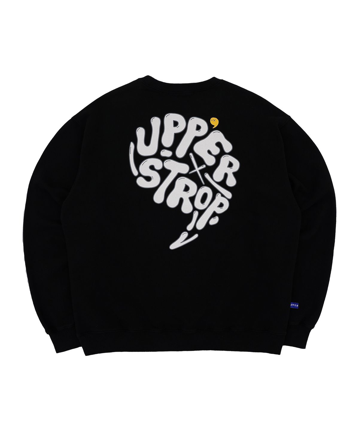 어퍼스트롭(UPPERSTROP) [UP9033] 빅콤마 타이포 맨투맨 블랙