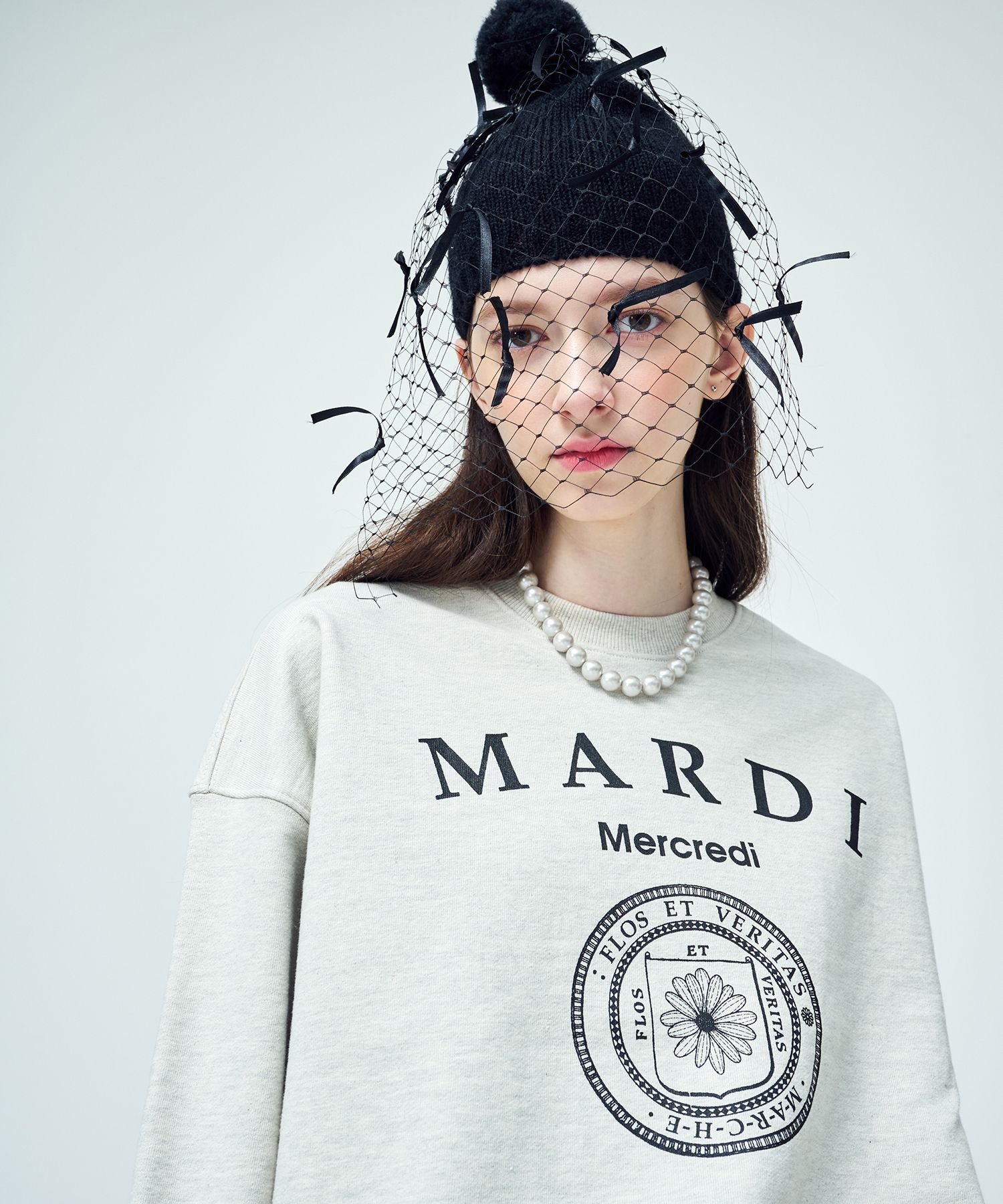 MUSINSA | MARDI MERCREDI SWEATSHIRT UNIV_OATMEAL BLACK