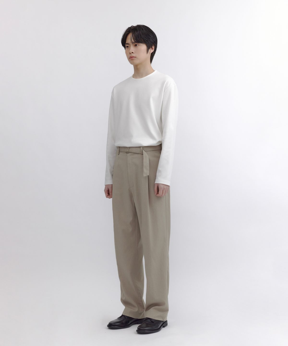 넌블랭크(NONBLANK) [여름]썸머 쿨터치 벨티드 와이드 핏 팬츠_BEIGE