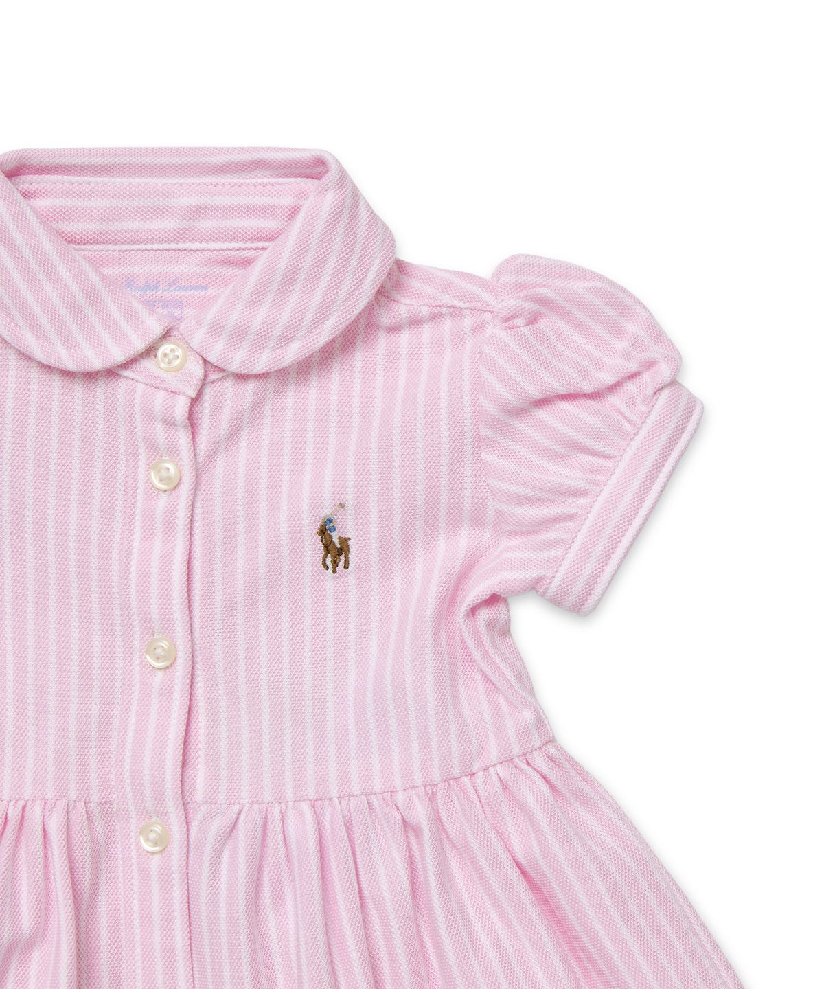 폴로 랄프 로렌 칠드런(POLO RALPH LAUREN CHILDREN) 베이비 여아 스트라이프 니트 옥스포드 폴로 드레스 - 핑크