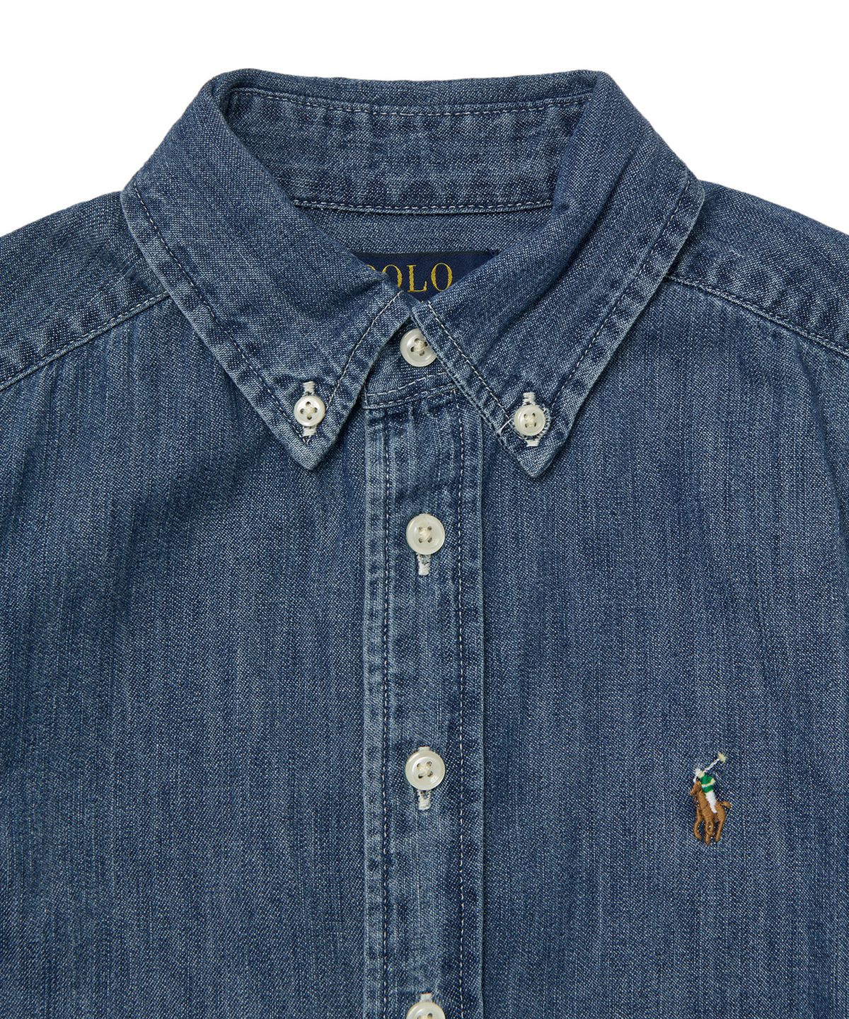폴로 랄프 로렌 칠드런(POLO RALPH LAUREN CHILDREN) 남아 8-18세 코튼 샴브레이 셔츠 - 다크 블루