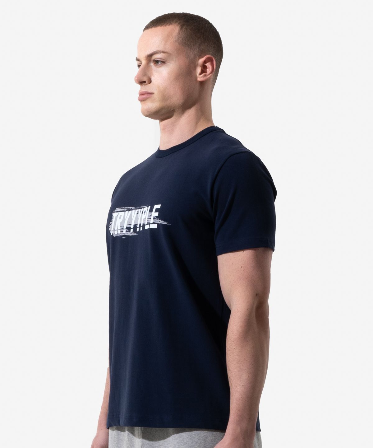 노이스스튜디오(NOICE STUDIO) 노이스 스튜디오 Focus 페인팅 머슬 반팔 티셔츠 Painting Muscle T-Shirt - 네이비