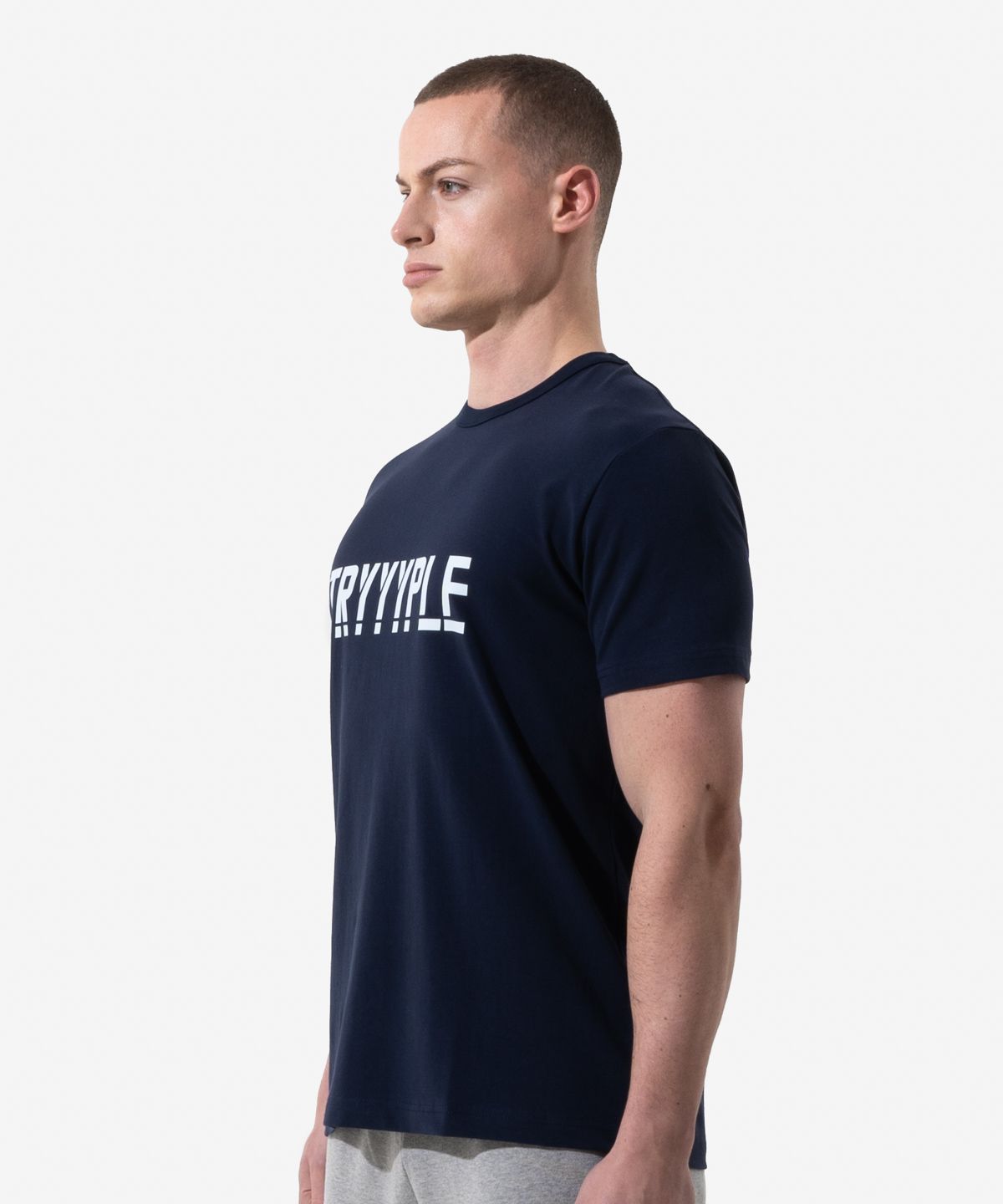 노이스스튜디오(NOICE STUDIO) 노이스 스튜디오 Focus 로고 머슬 반팔 티셔츠 Logo Muscle T-Shirt - 네이비
