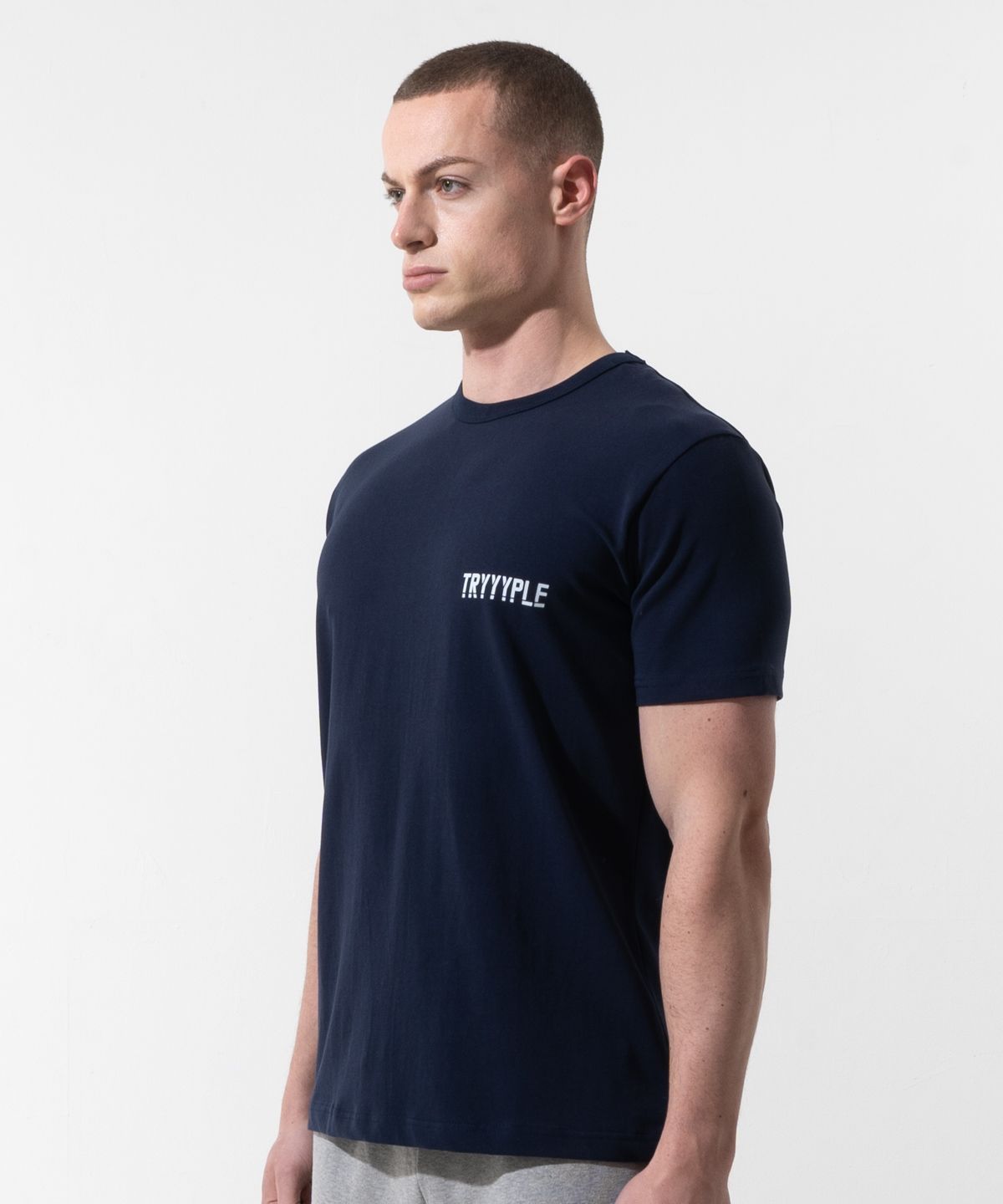 노이스스튜디오(NOICE STUDIO) 노이스 스튜디오 Focus 심플 머슬 반팔 티셔츠 Simple Muscle T-Shirt - 네이비