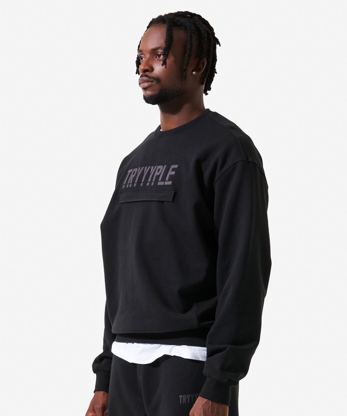 노이스스튜디오(NOICE STUDIO) 노이스 스튜디오 Potential 750 포켓 맨투맨 티셔츠 Pocket Sweatshirt - 블랙