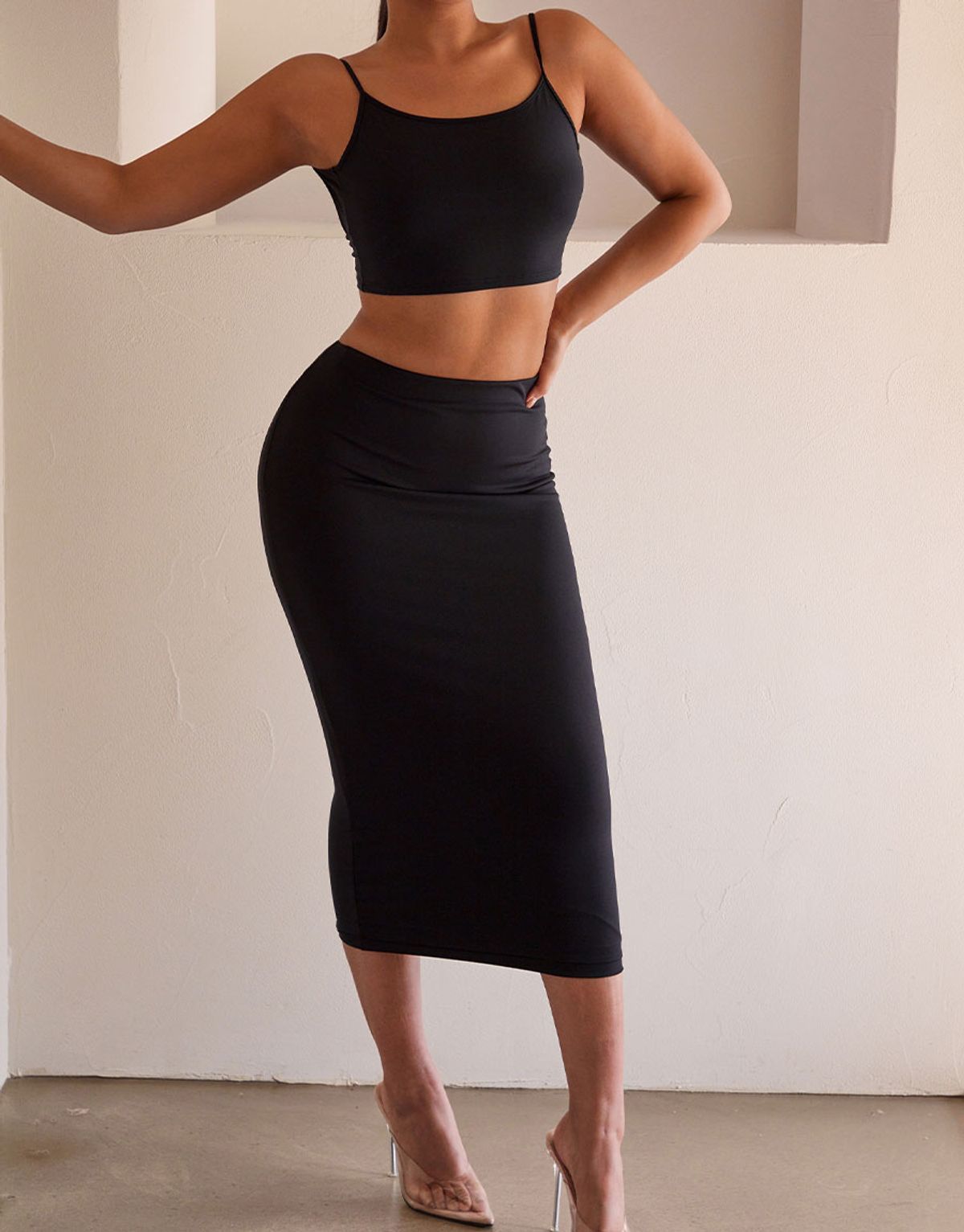 탑걸(TOPGIRL) DOUBLE POWER FIT MIDI SKIRT_T216BT711