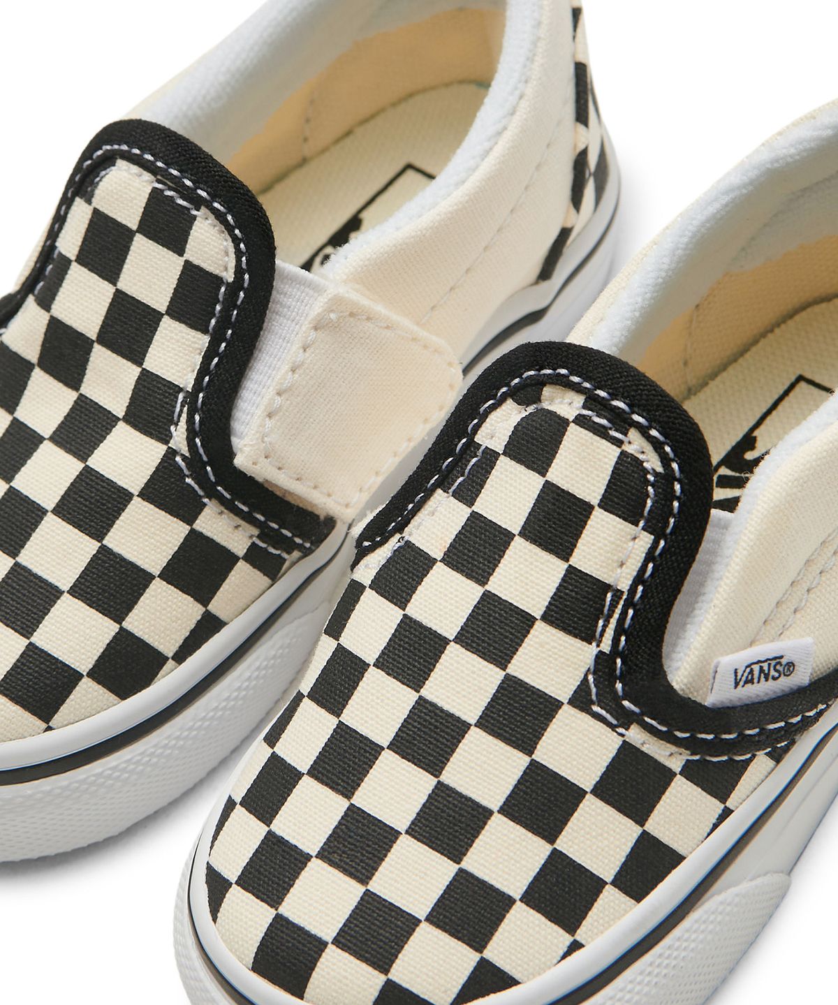 반스 키즈(VANS KIDS) 슬립온 벨크로 토들러 - (체커보드) 블랙:화이트