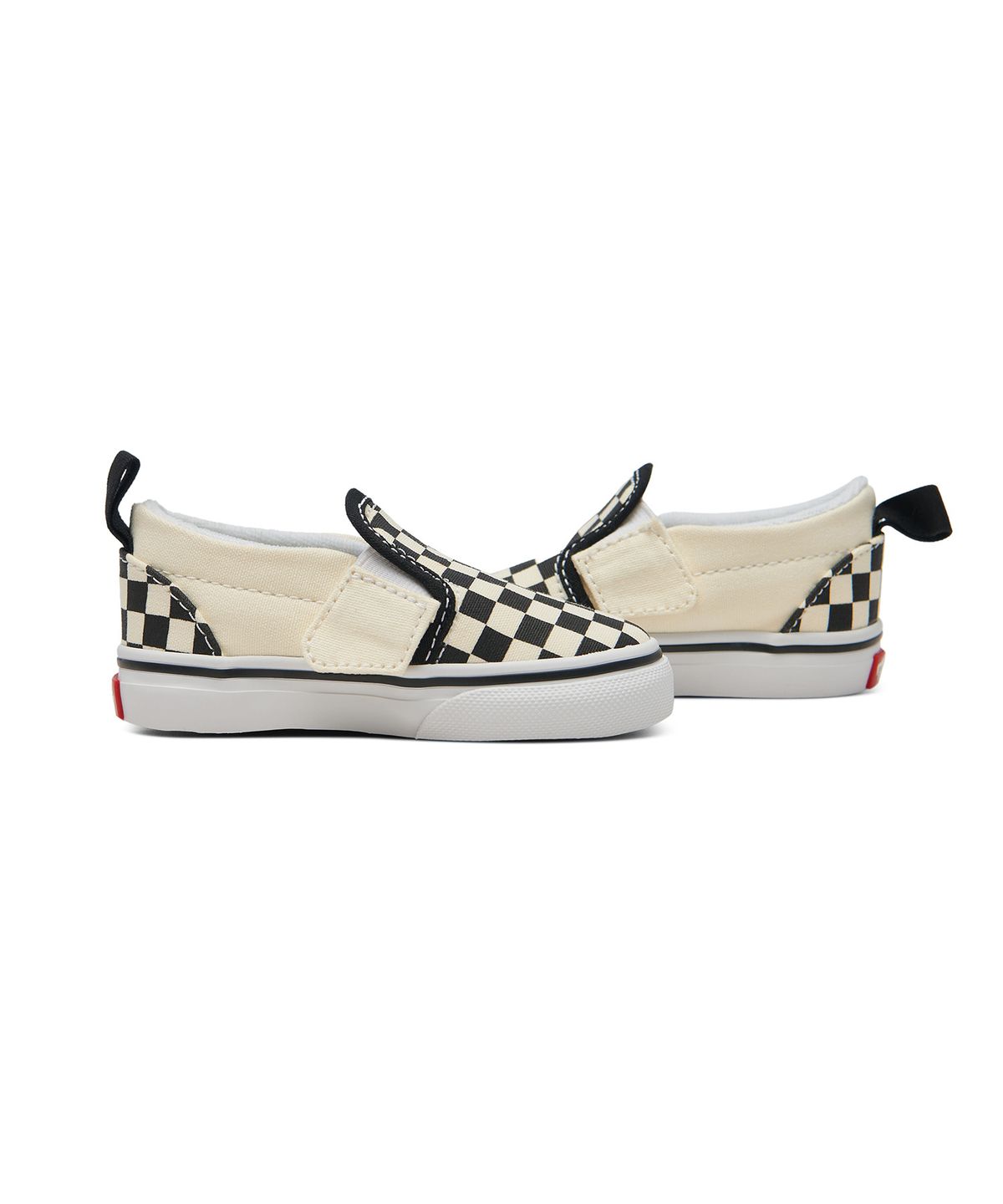 반스 키즈(VANS KIDS) 슬립온 벨크로 토들러 - (체커보드) 블랙:화이트
