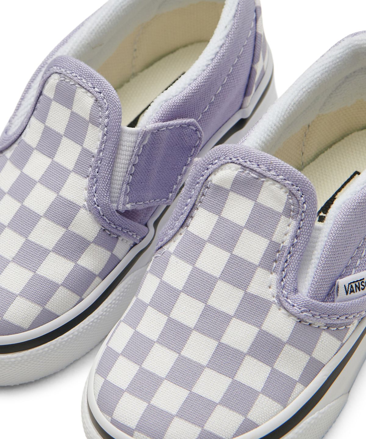 반스 키즈(VANS KIDS) 슬립온 V 토들러 - (체커보드) 라벤더:트루 화이트