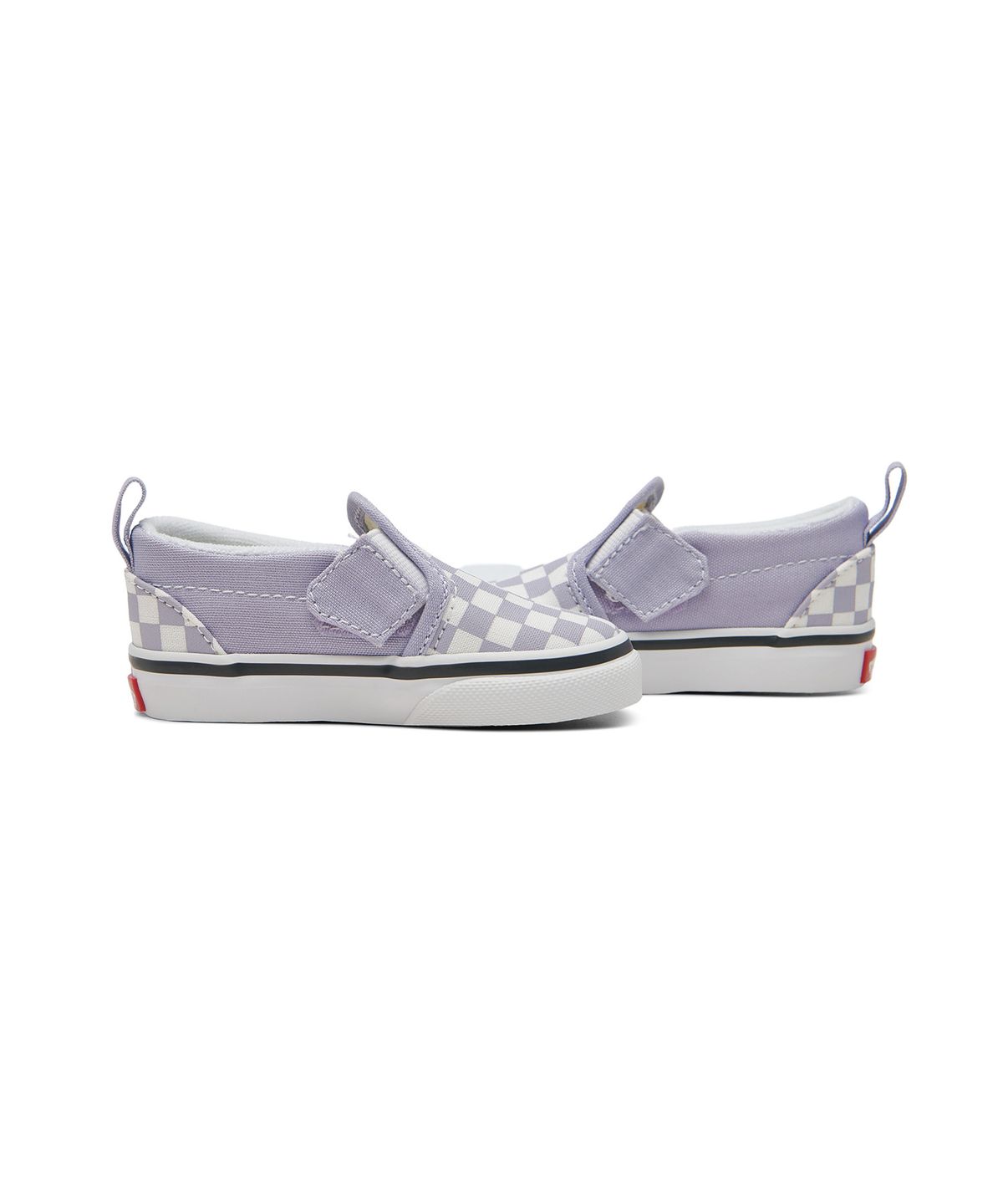 반스 키즈(VANS KIDS) 슬립온 V 토들러 - (체커보드) 라벤더:트루 화이트