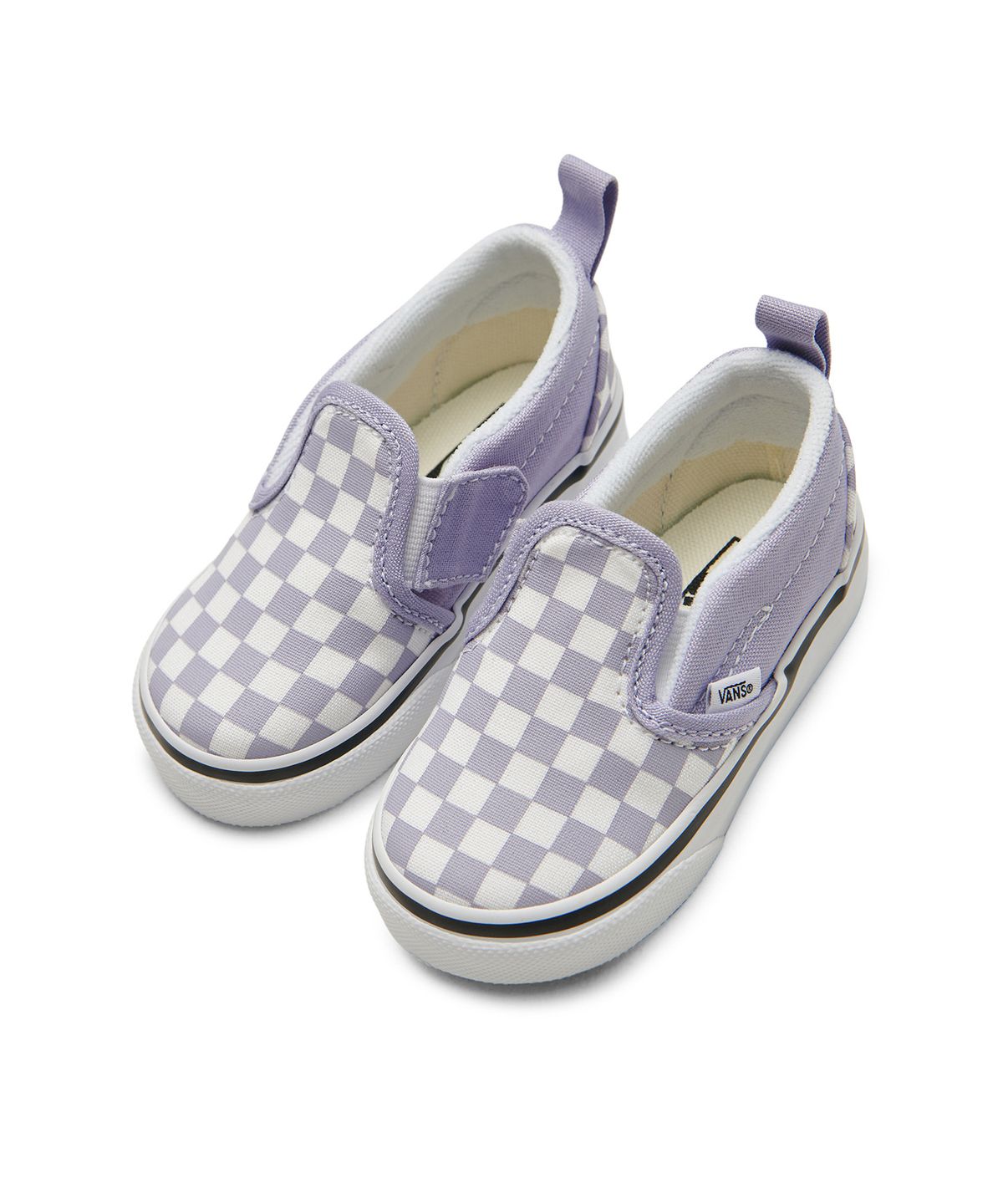 반스 키즈(VANS KIDS) 슬립온 V 토들러 - (체커보드) 라벤더:트루 화이트