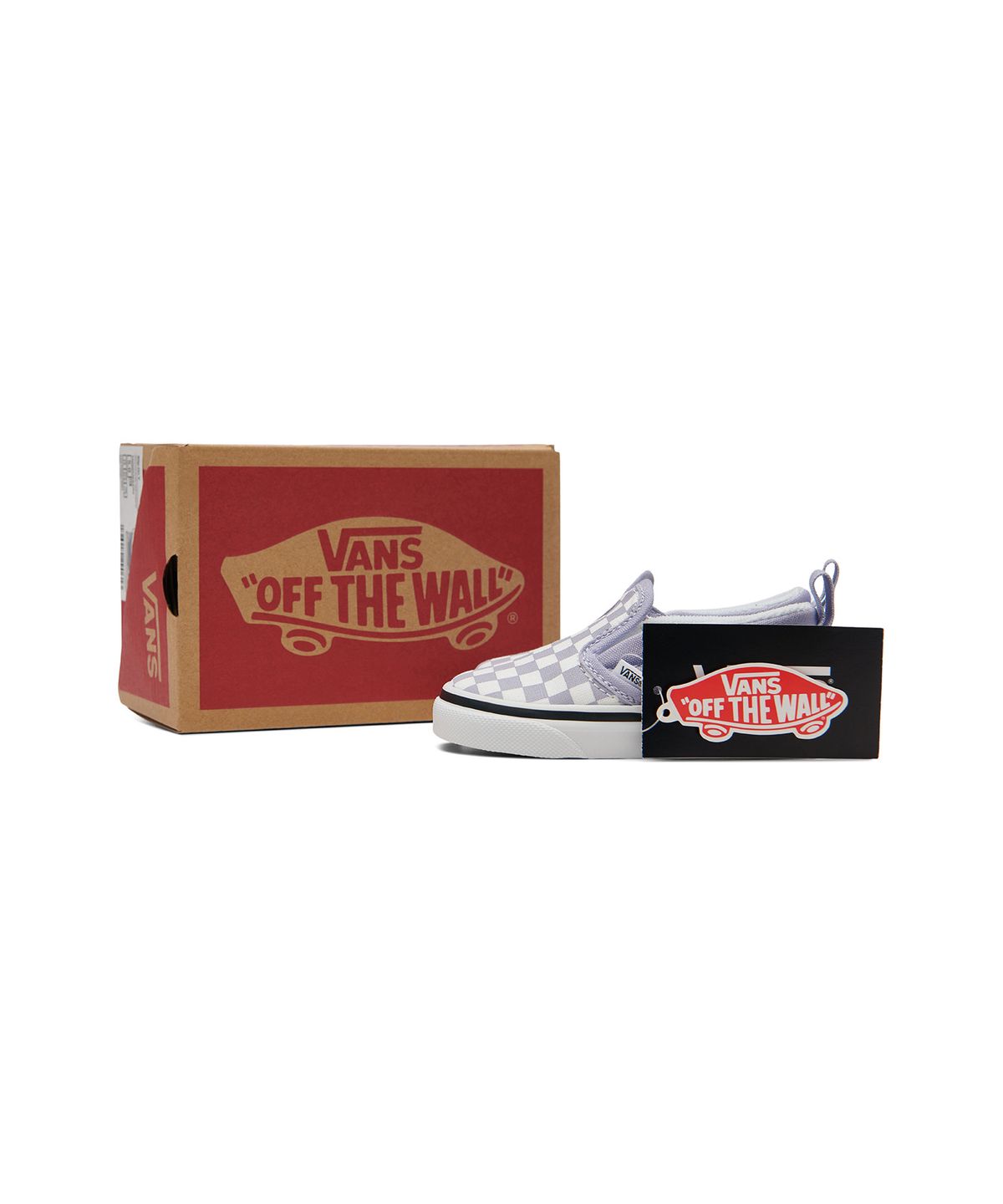 반스 키즈(VANS KIDS) 슬립온 V 토들러 - (체커보드) 라벤더:트루 화이트
