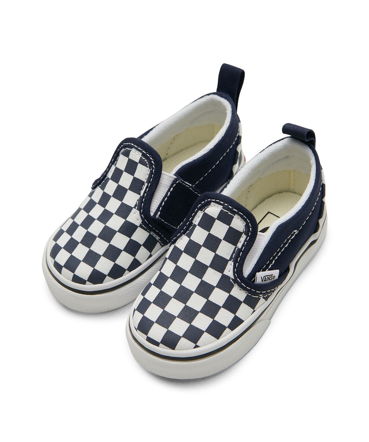 반스 키즈(VANS KIDS) 슬립온 V 토들러 - (체커보드) 파리지엥 나이트:트루 화이트