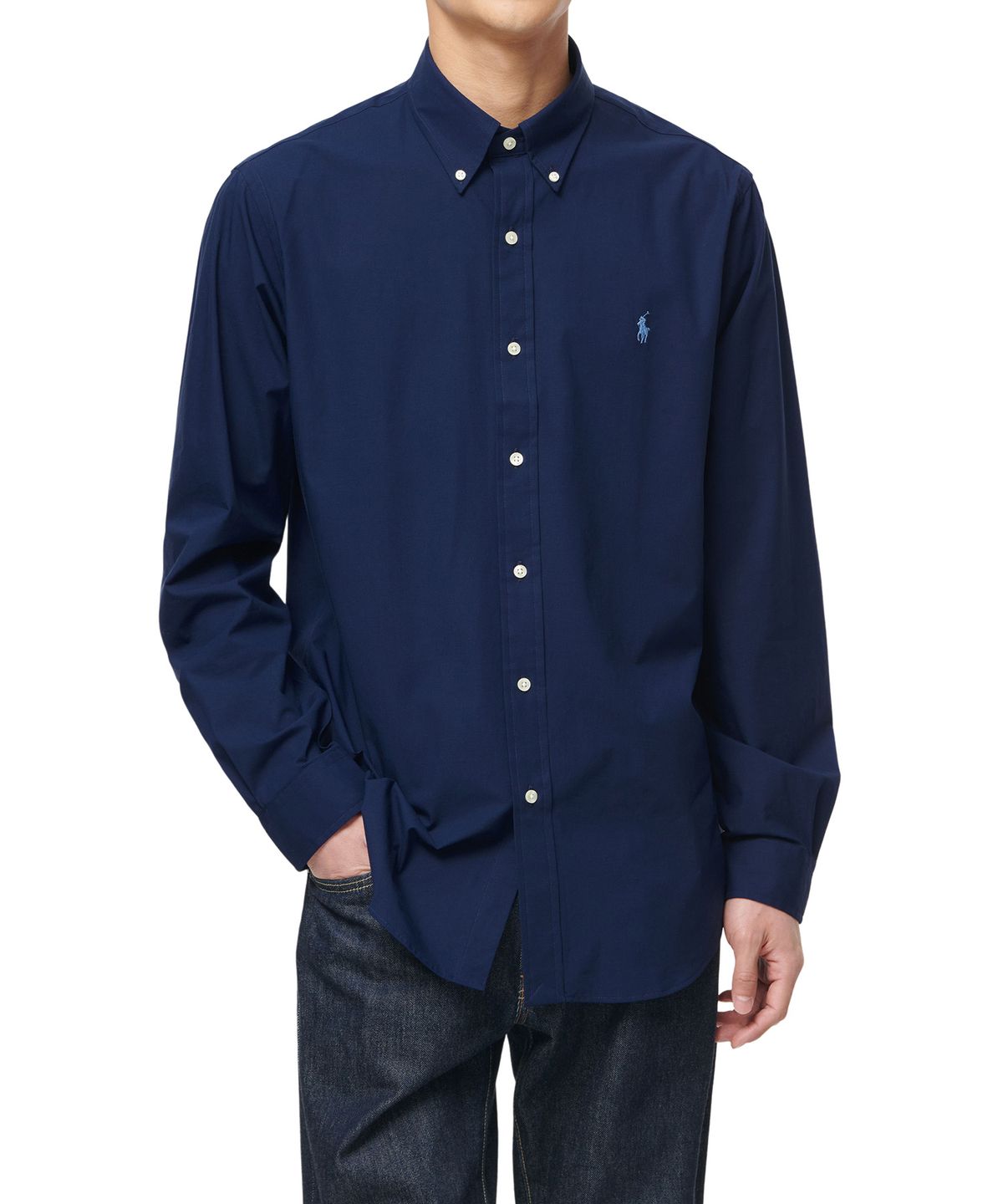 폴로 랄프 로렌(POLO RALPH LAUREN) 롱슬리브 포플린 셔츠 - 네이비