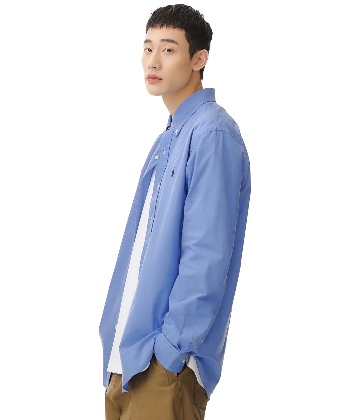 폴로 랄프 로렌(POLO RALPH LAUREN) 롱슬리브 포플린 셔츠 - 블루