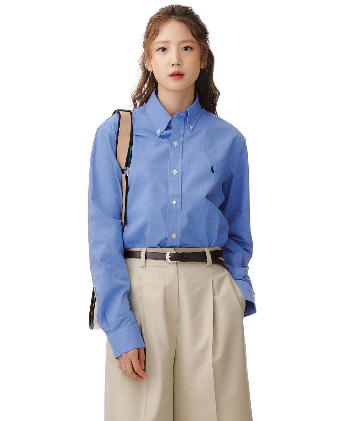 폴로 랄프 로렌(POLO RALPH LAUREN) 롱슬리브 포플린 셔츠 - 블루