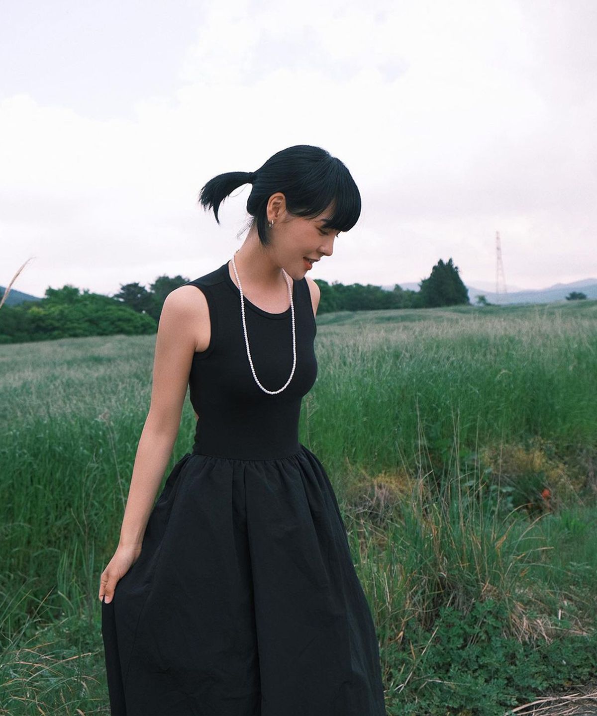 워브먼트(WOVEMENT) Tulle Sleeveless Maxi Dress - Black