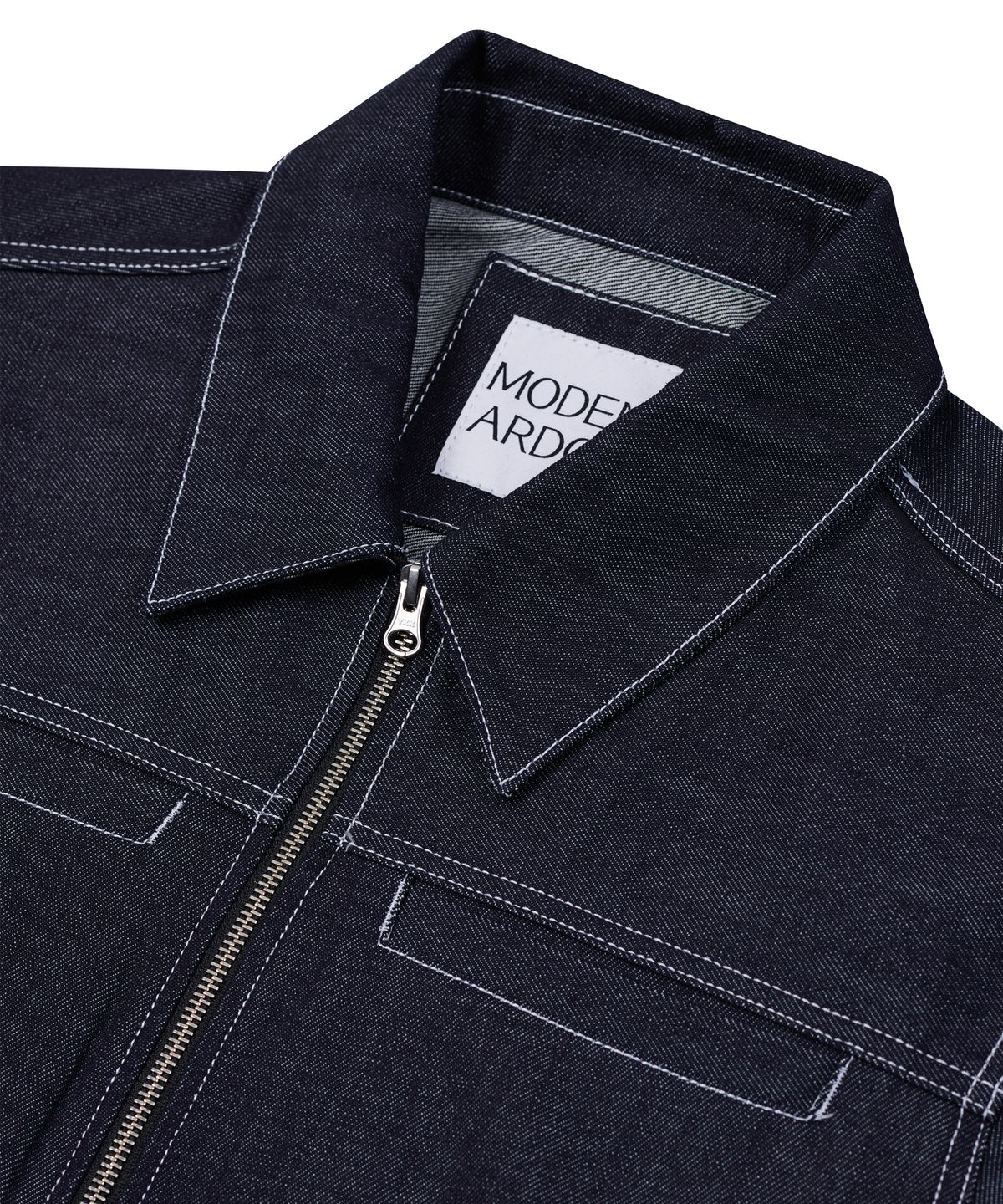모덴아르더(MODEN ARDOR) 몬드리안 블루 지퍼자켓(화이트 스티치)