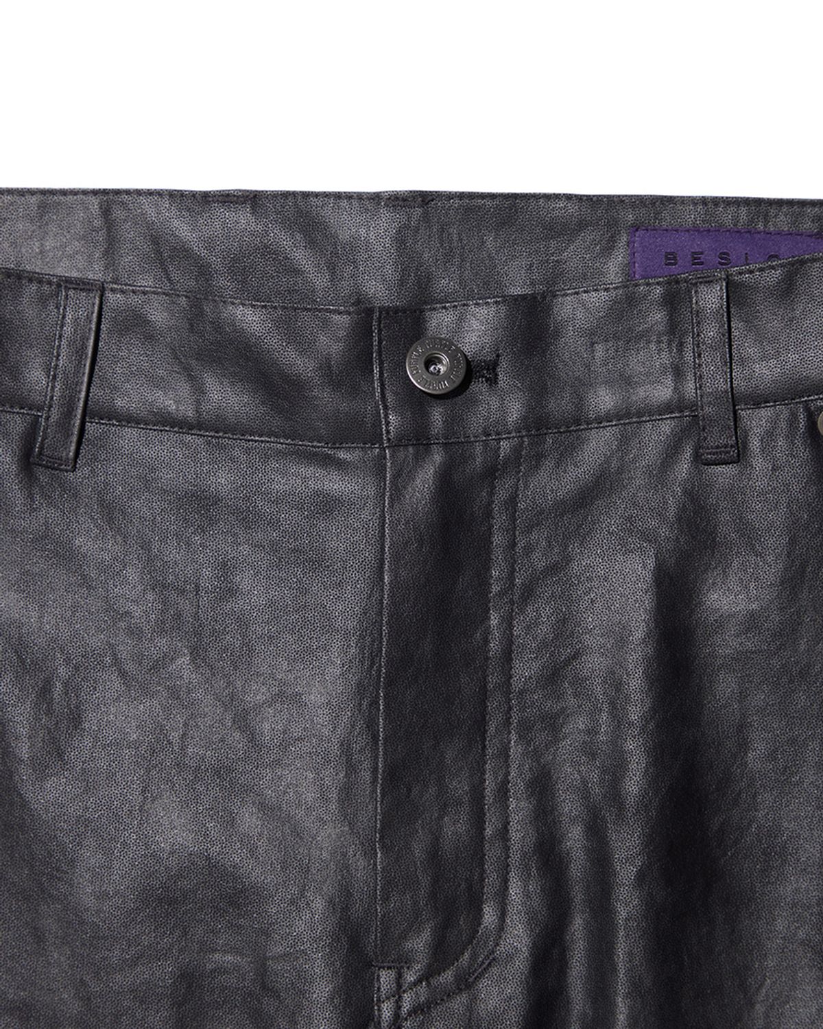 비슬로우(BESLOW) PRINTED LEATHER PANTS BLACK